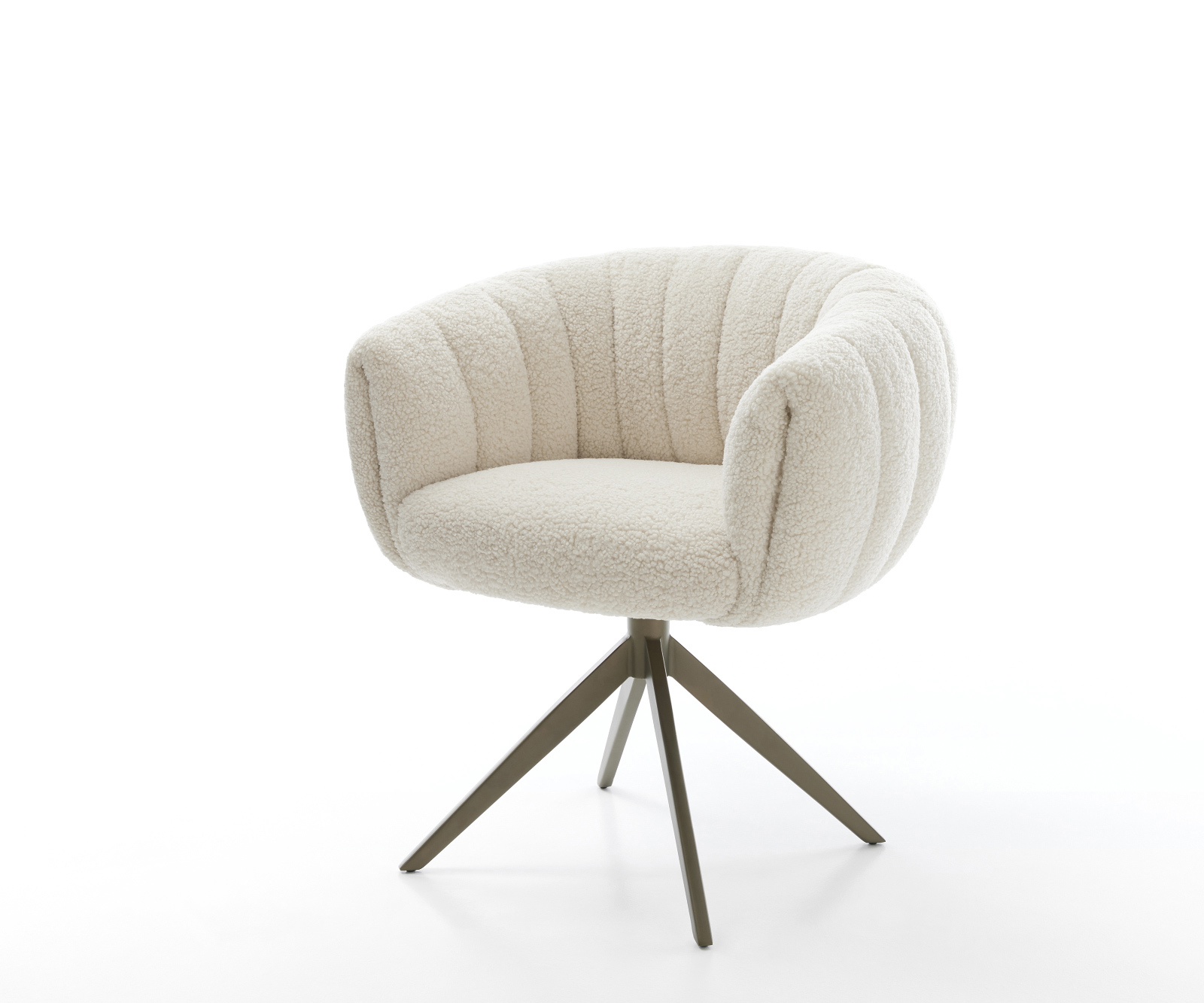 Jídelní židle Jada-Flex plyšová látka béžová křížová podnož široká titanová barva 360° otočný houpací funkce taštičkové pružiny