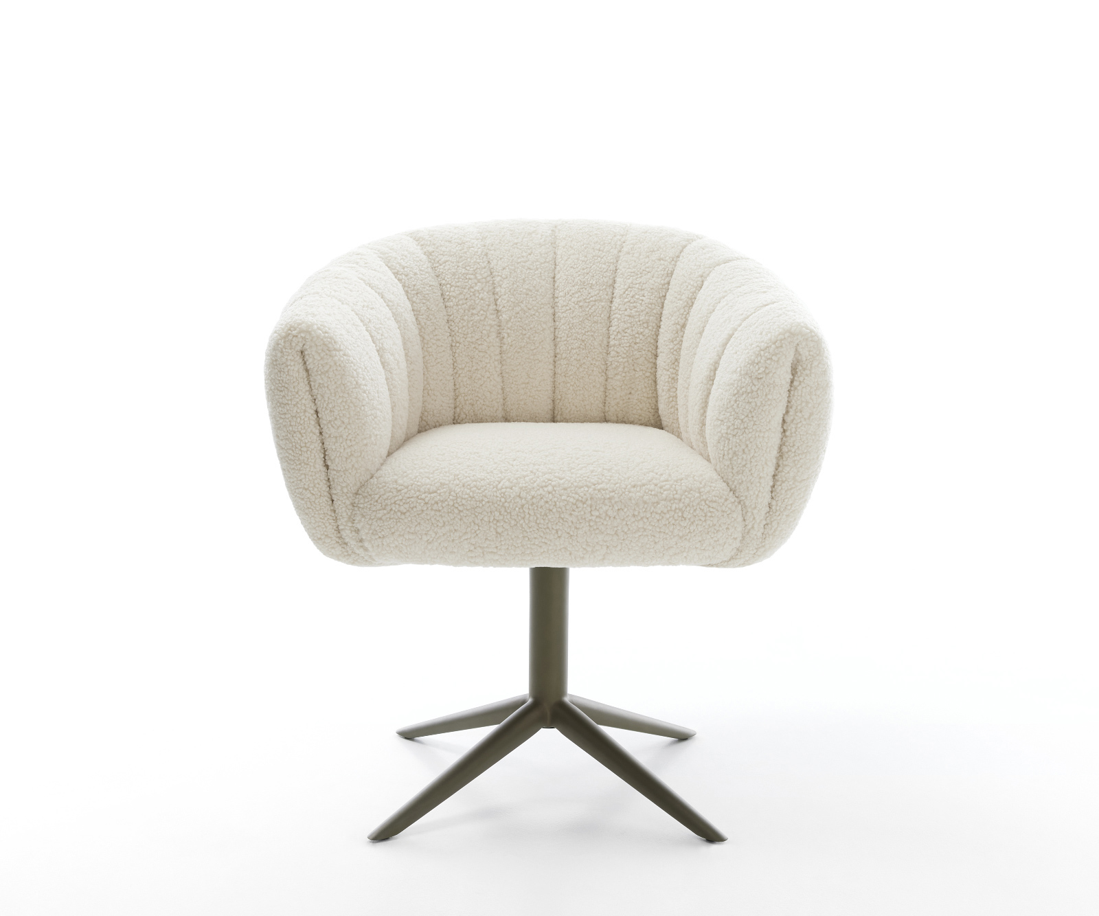 Jídelní židle Jada-Flex plyšová látka béžová podnož kříž titanová barva 360° otočný houpací funkce taštičkové pružiny - Obrázek 2