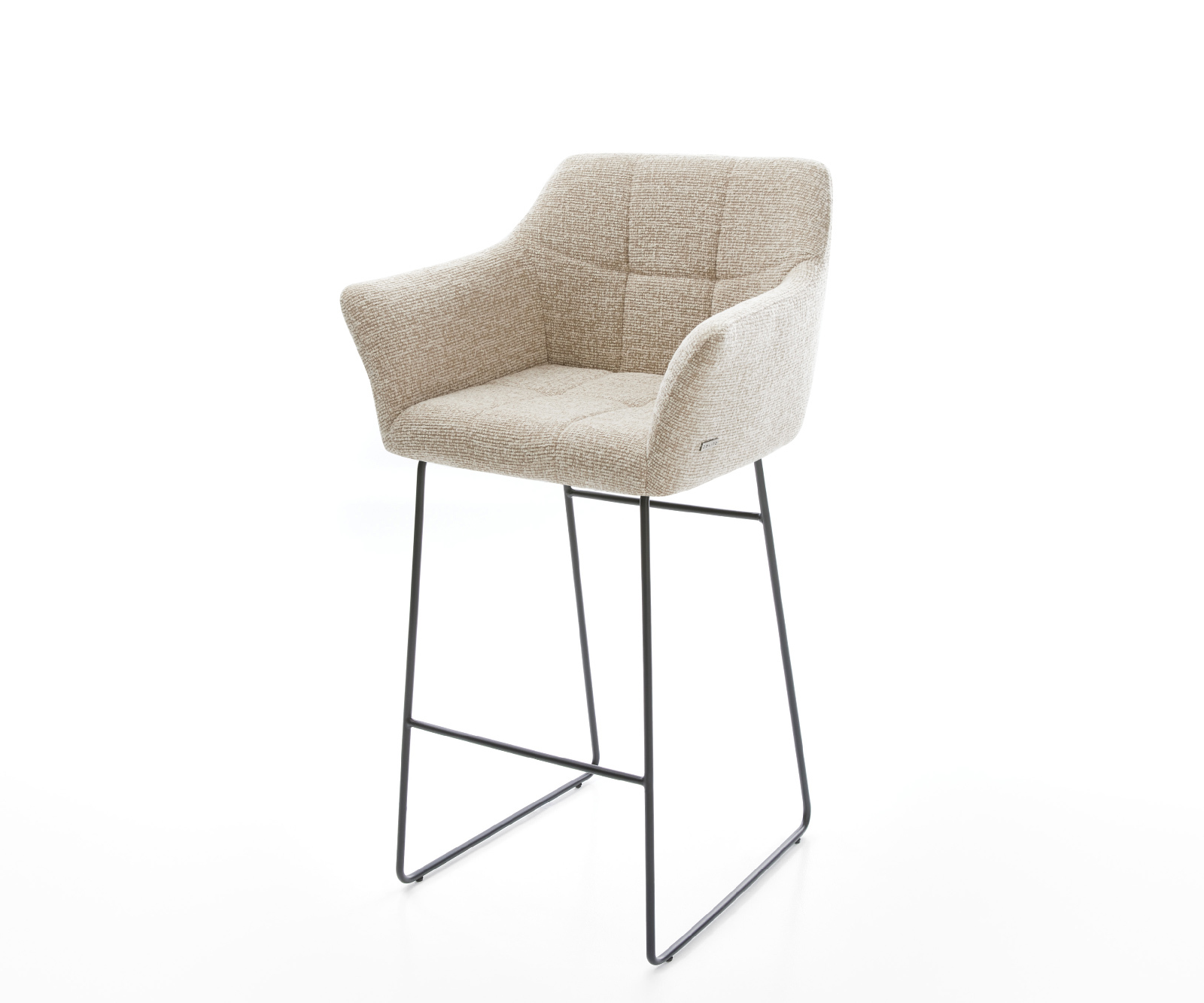 Barová židle Yulo-Flex látka Měkký béžová tenká podnož kov černá