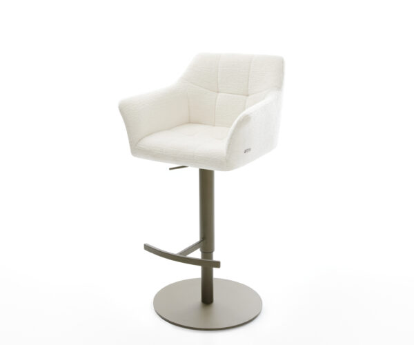 Barová židle Yulo-Flex bouclé měkký béžová otočná podnož výškově nastavitelná kov titanová barva