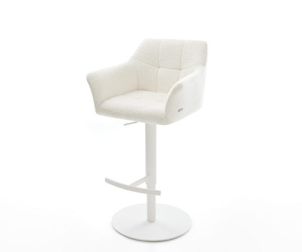 Barová židle Yulo-Flex bouclé měkký béžová otočná podnož výškově nastavitelná kov bílá