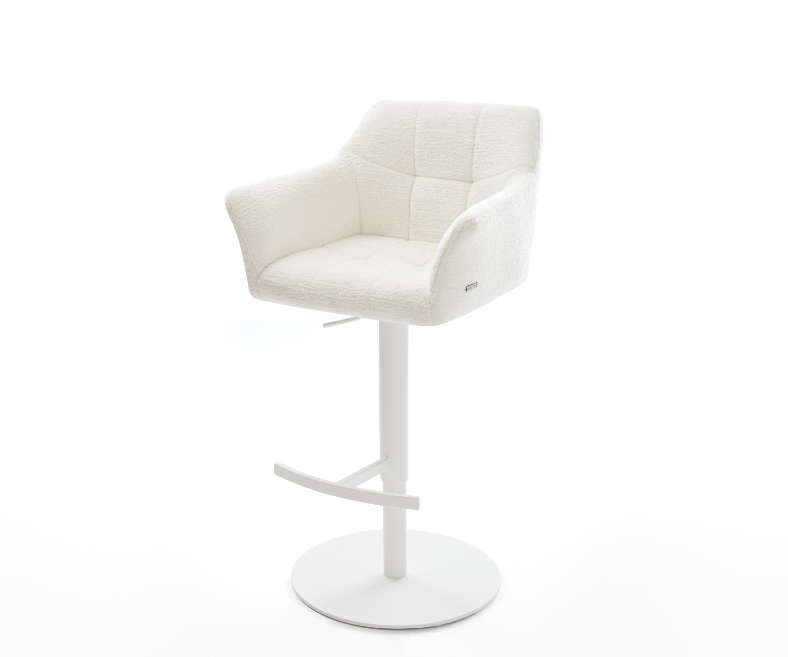 Barová židle Yulo-Flex bouclé měkký béžová otočná podnož výškově nastavitelná kov bílá