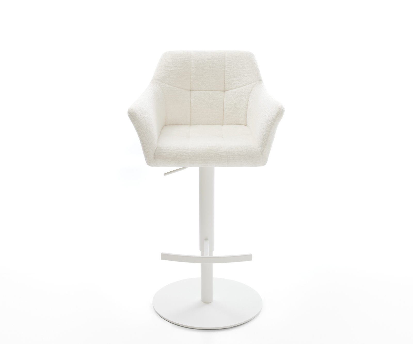 Barová židle Yulo-Flex bouclé měkký béžová otočná podnož výškově nastavitelná kov bílá - Obrázek 2