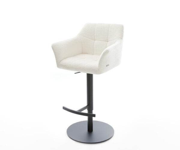 Barová židle Yulo-Flex bouclé měkký béžová otočná podnož výškově nastavitelná kov černá