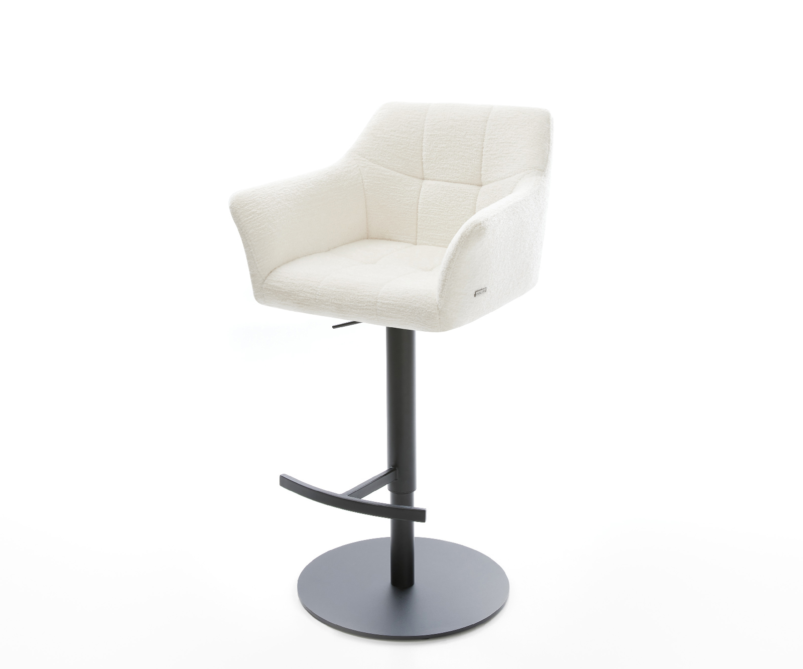 Barová židle Yulo-Flex bouclé měkký béžová otočná podnož výškově nastavitelná kov černá