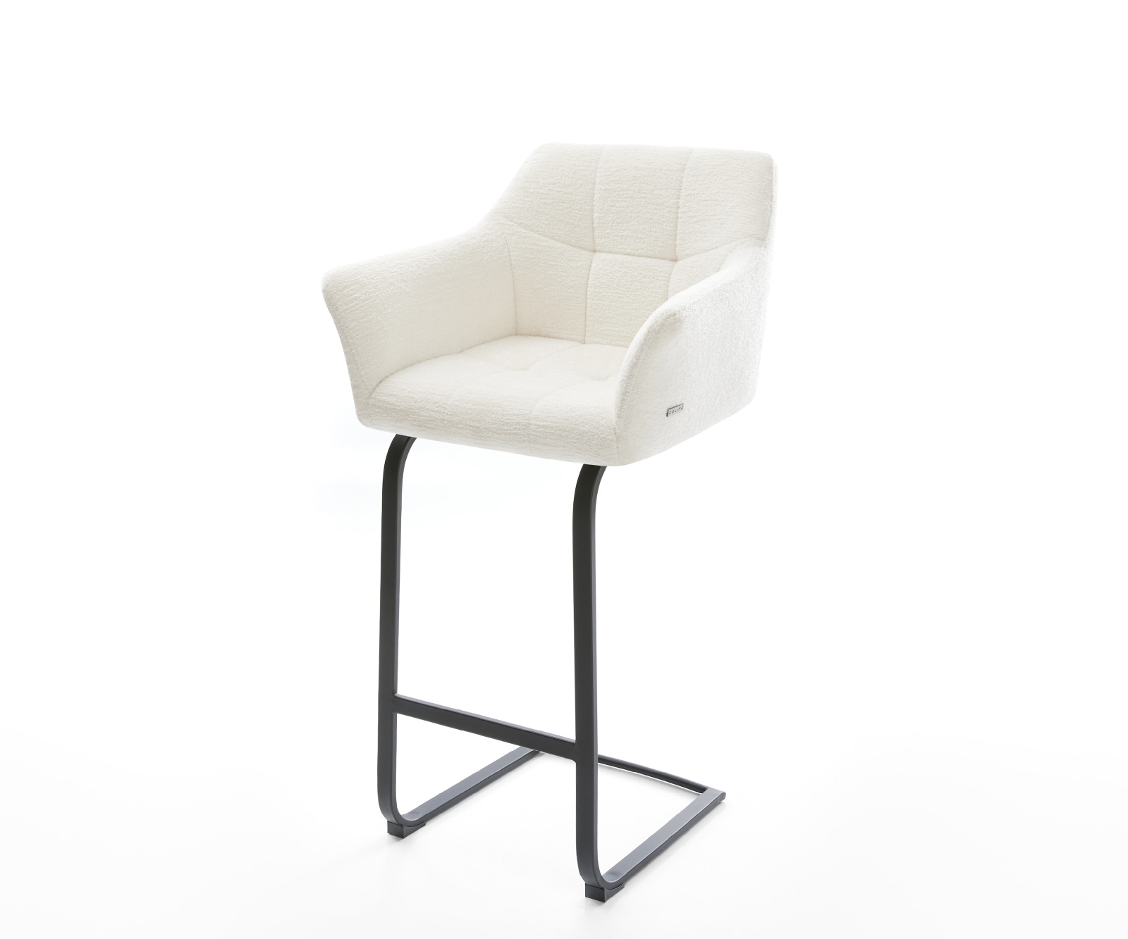 Barová židle Yulo-Flex bouclé měkký béžová jídelní židle plochá kov černá