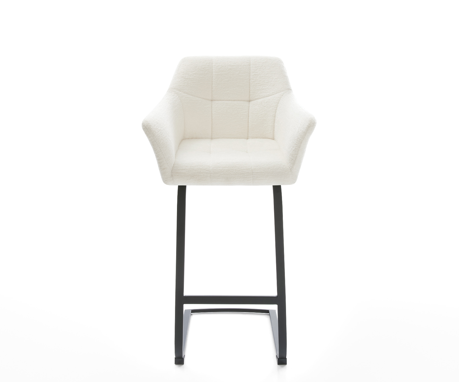 Barová židle Yulo-Flex bouclé měkký béžová jídelní židle plochá kov černá - Obrázek 2