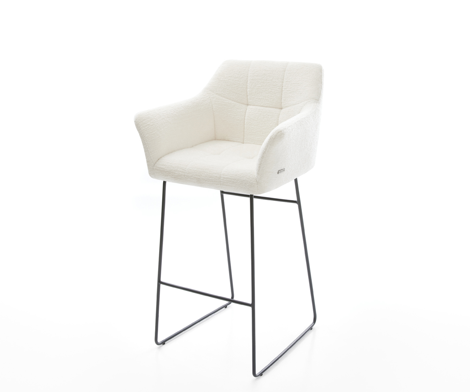 Barová židle Yulo-Flex bouclé měkký béžová tenká podnož kov černá