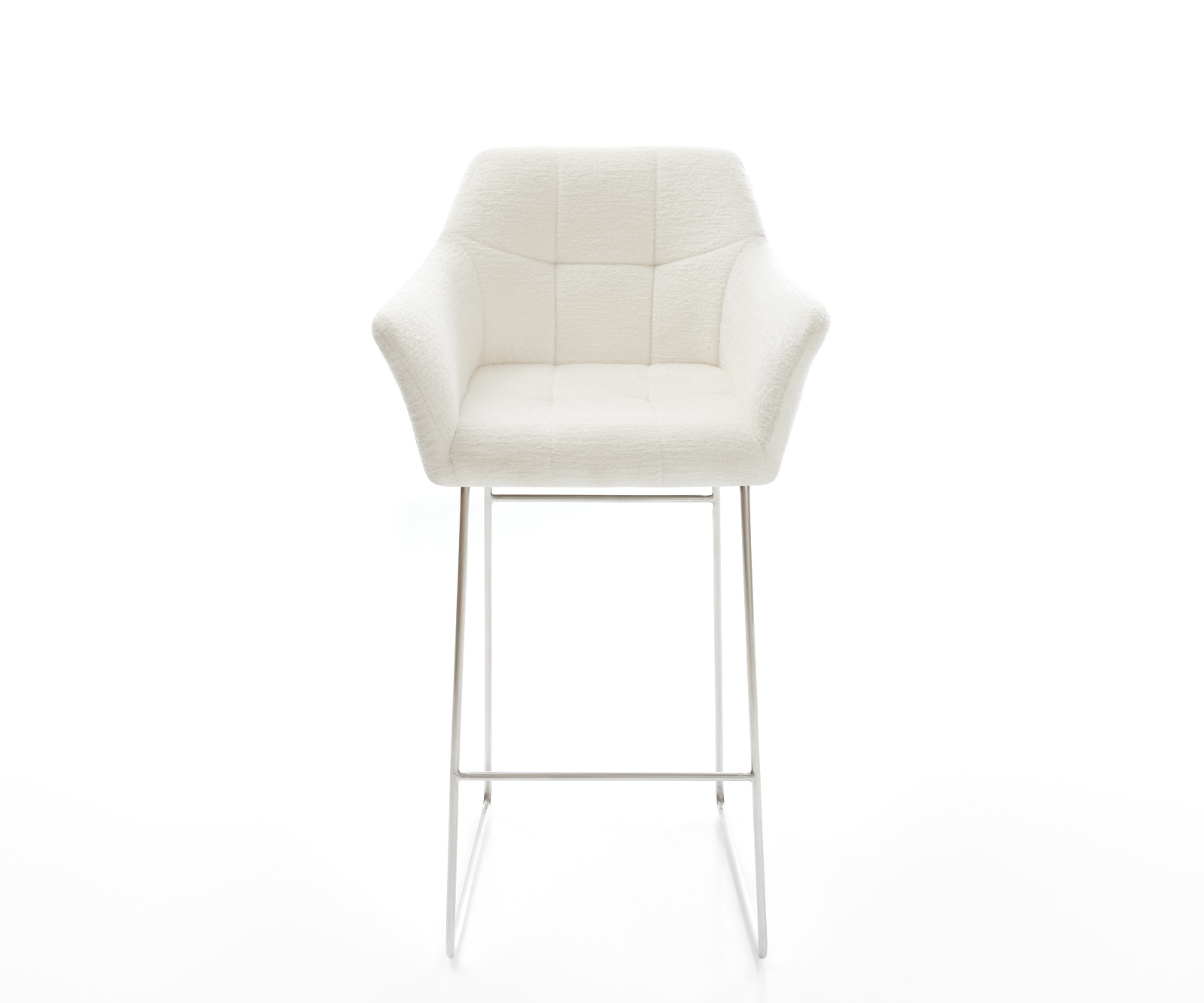 Barová židle Yulo-Flex bouclé měkký béžová tenká podnož nerezová ocel stříbrná - Obrázek 2