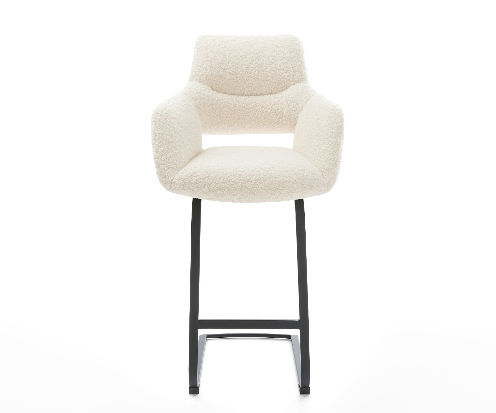 Barová židle Yago-Flex plyšová látka béžová konzolová podnož plochá kov černá taštičkové pružiny - Obrázek 2