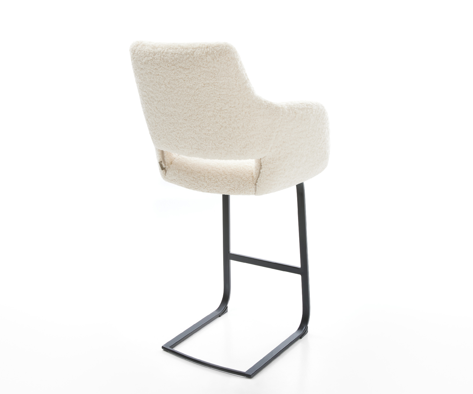 Barová židle Yago-Flex plyšová látka béžová konzolová podnož plochá kov černá taštičkové pružiny - Obrázek 5