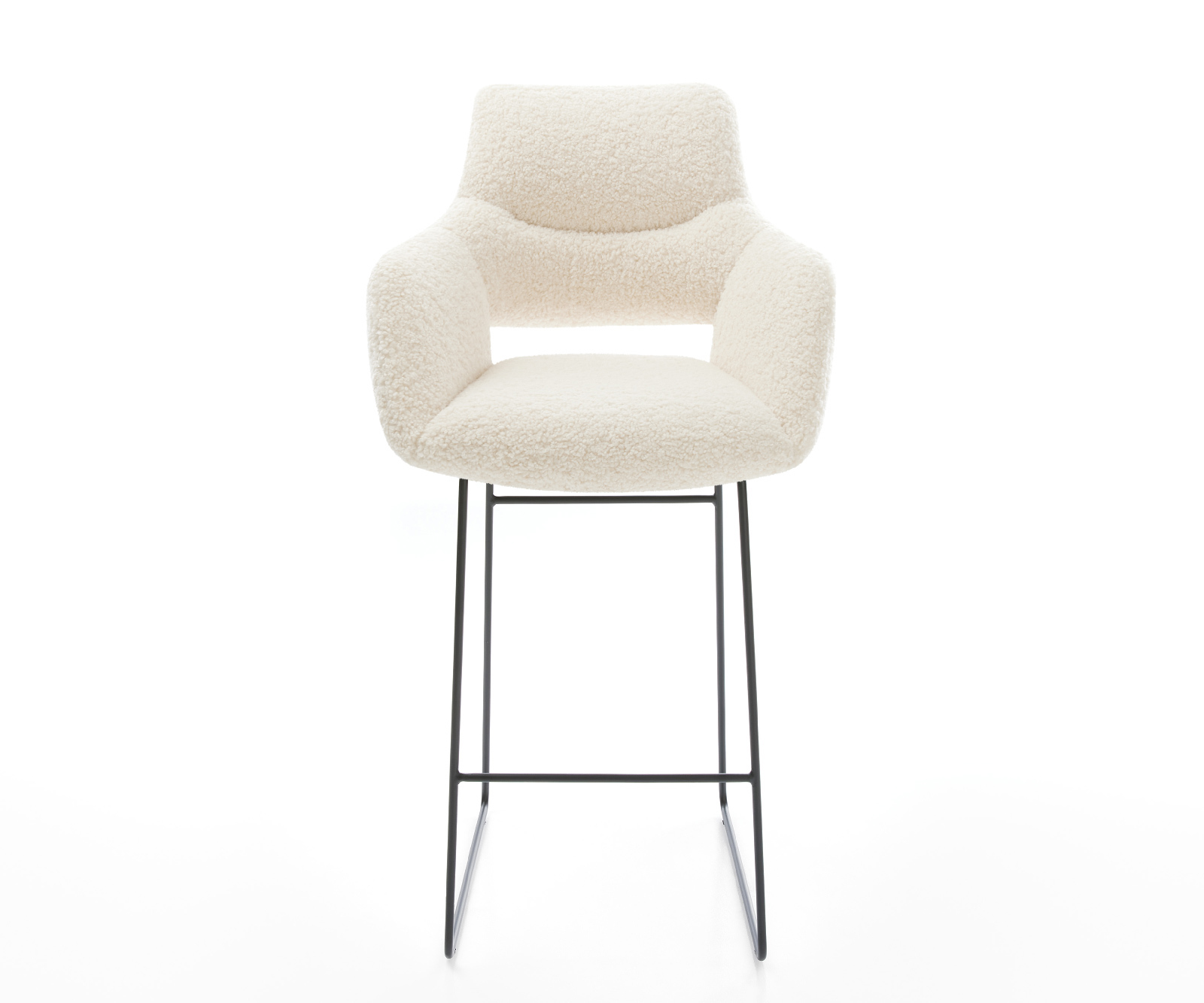 Barová židle Yago-Flex plyšová látka béžová tenká podnož kov černá taštičkové pružiny - Obrázek 2