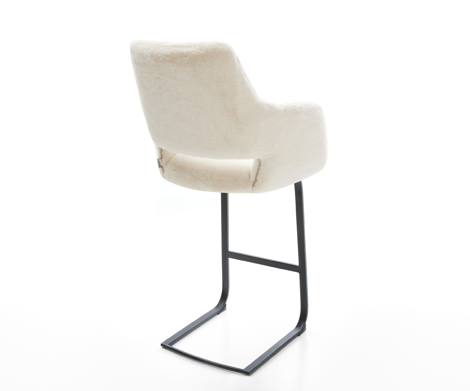 Barová židle Yago-Flex plyšový manšestr krémová bílá jídelní židle plochá kov černá taštičkové pružiny - Obrázek 5