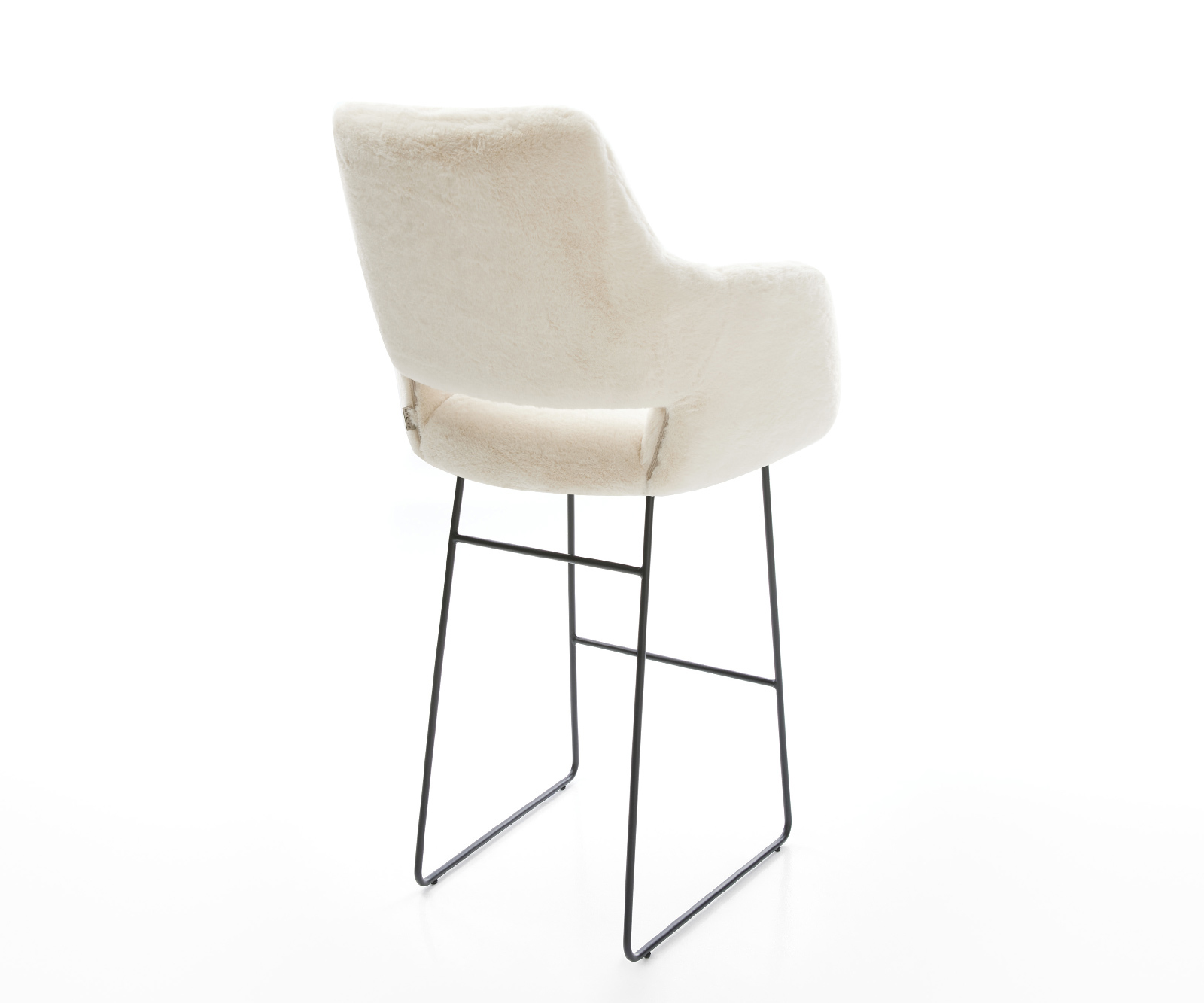 Barová židle Yago-Flex plyšový manšestr krémová bílá tenká podnož kov černá taštičkové pružiny - Obrázek 5