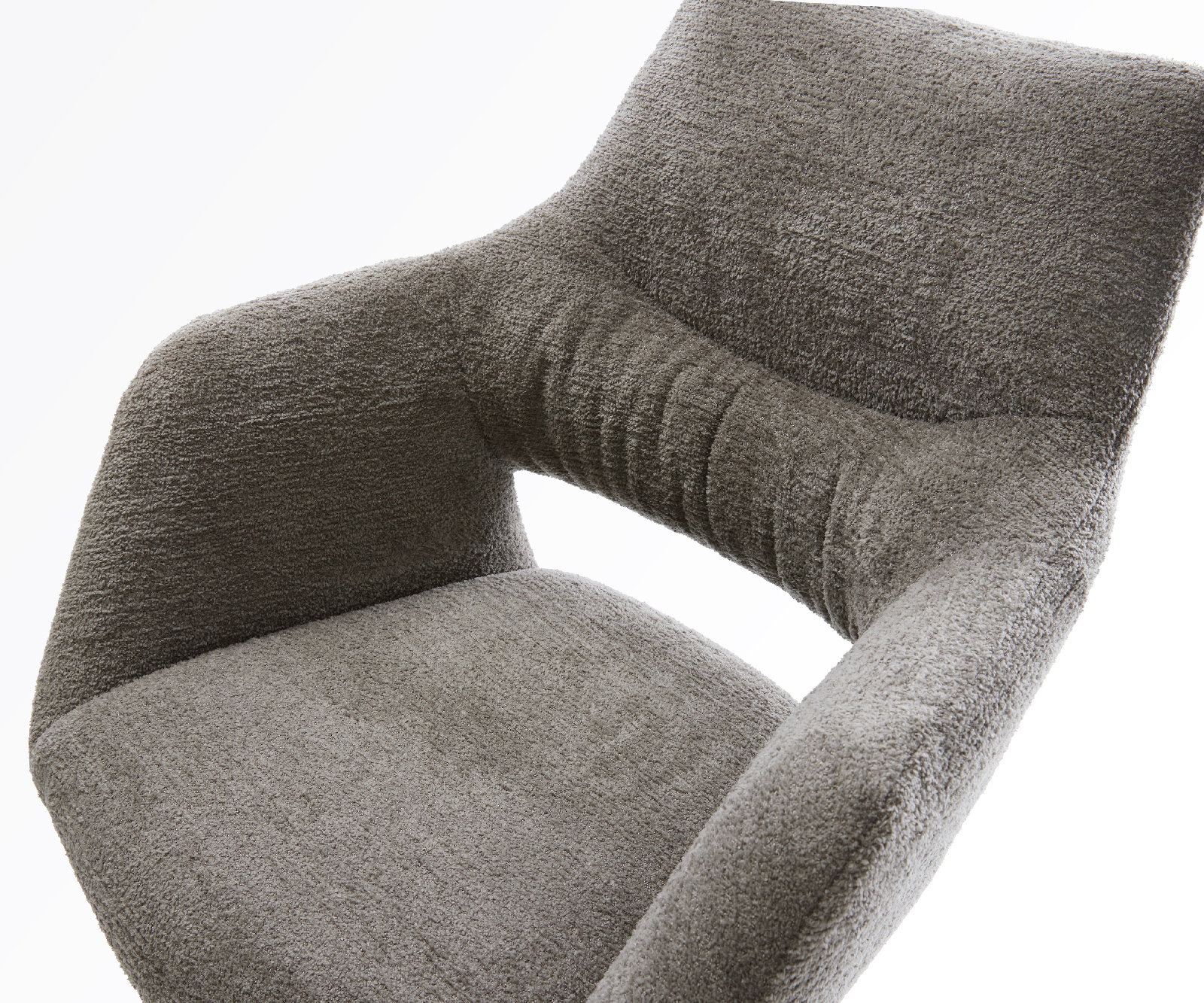 Barová židle Yago-Flex bouclé měkký tmavě béžová jídelní židle plochý nerezová ocel stříbrná taštičkové pružiny - Obrázek 4