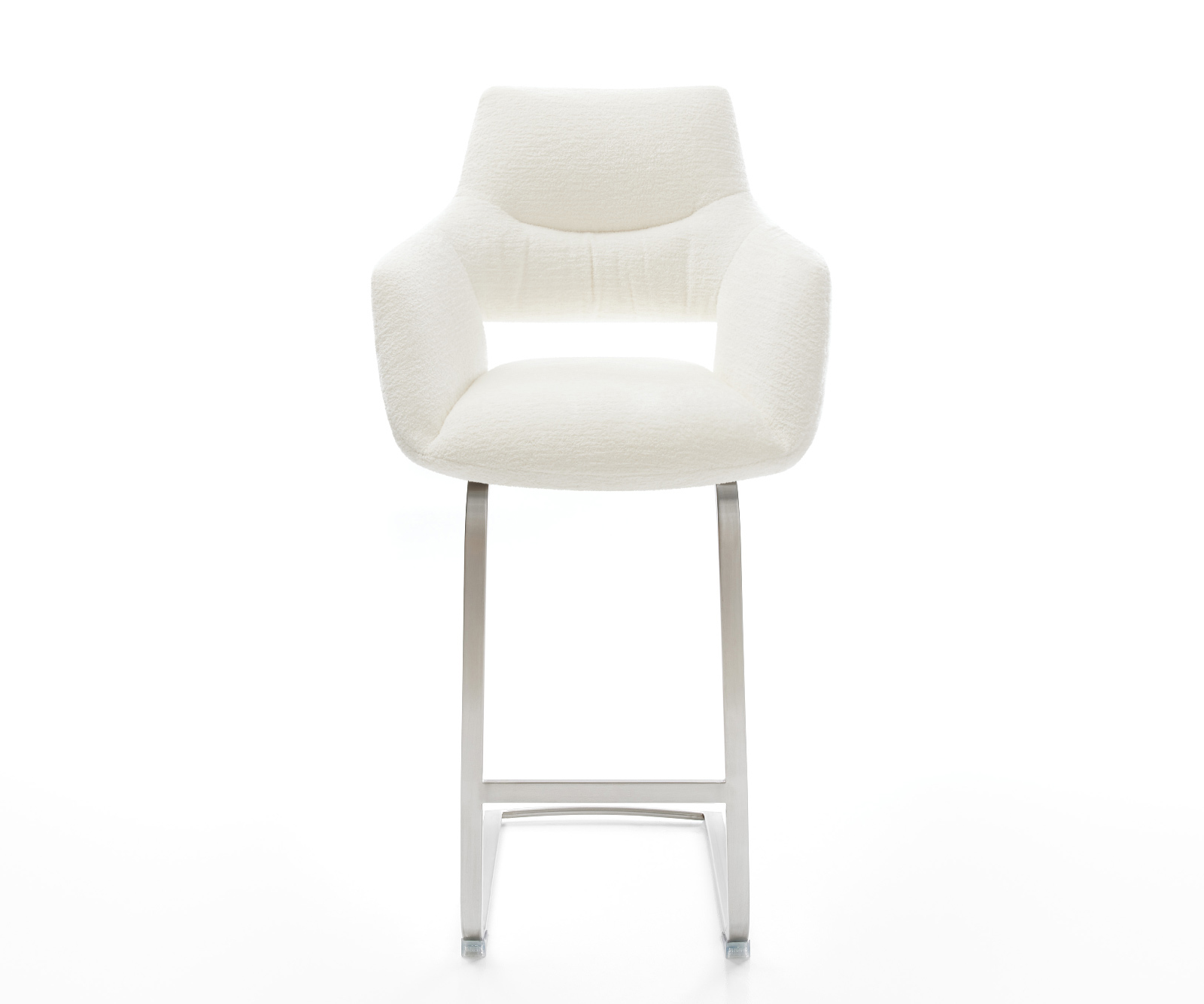 Barová židle Yago-Flex bouclé měkký béžová jídelní židle plochý nerezová ocel stříbrná taštičkové pružiny - Obrázek 2