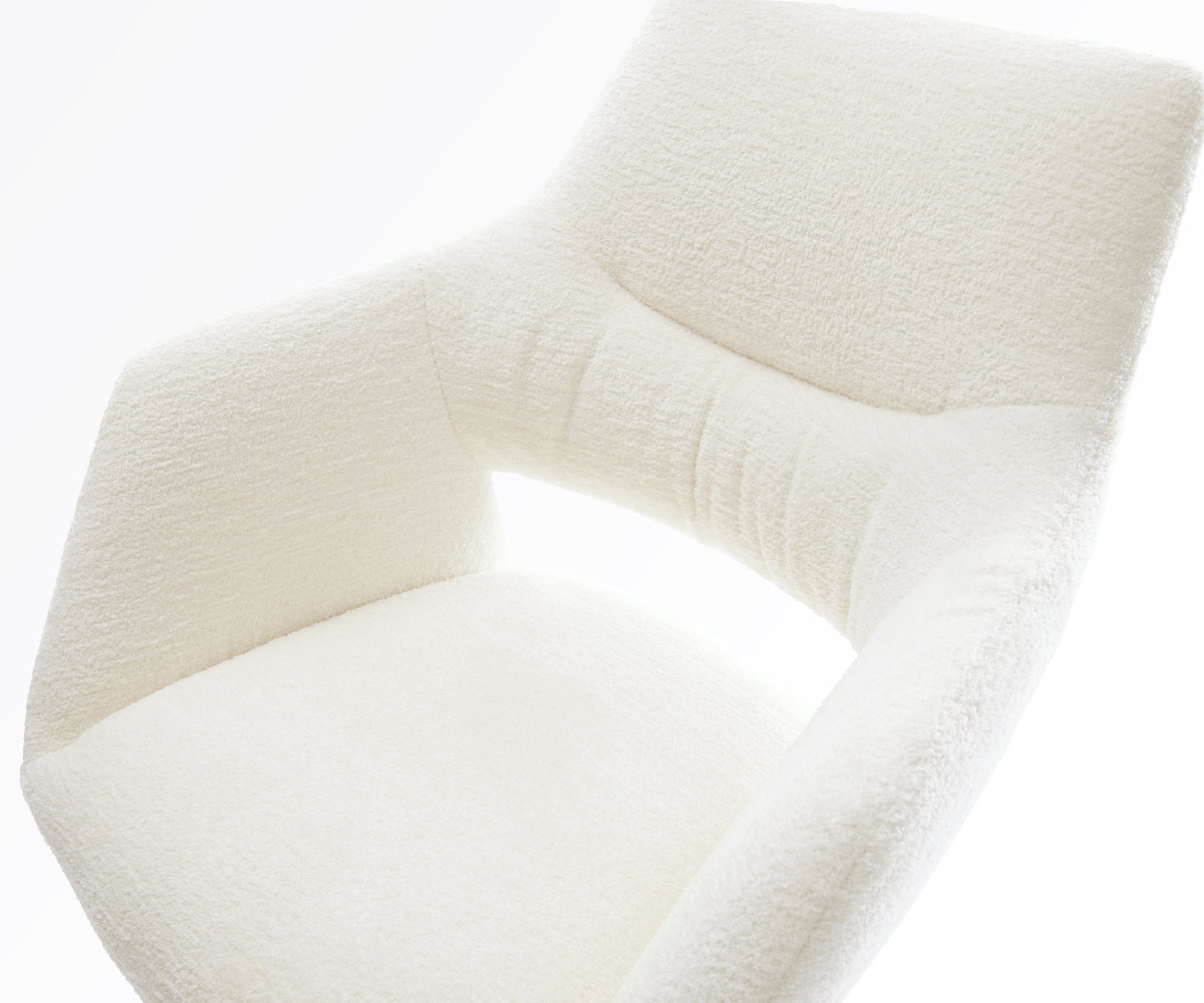 Barová židle Yago-Flex bouclé měkký béžová jídelní židle plochý nerezová ocel stříbrná taštičkové pružiny - Obrázek 4