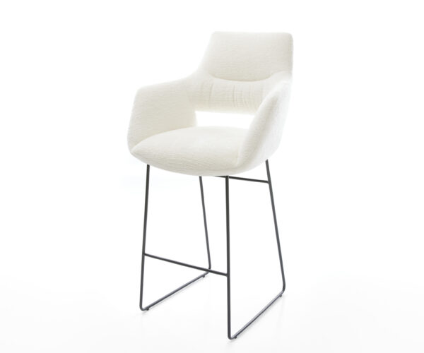 Barová židle Yago-Flex bouclé měkký béžová tenká podnož kov černá taštičkové pružiny