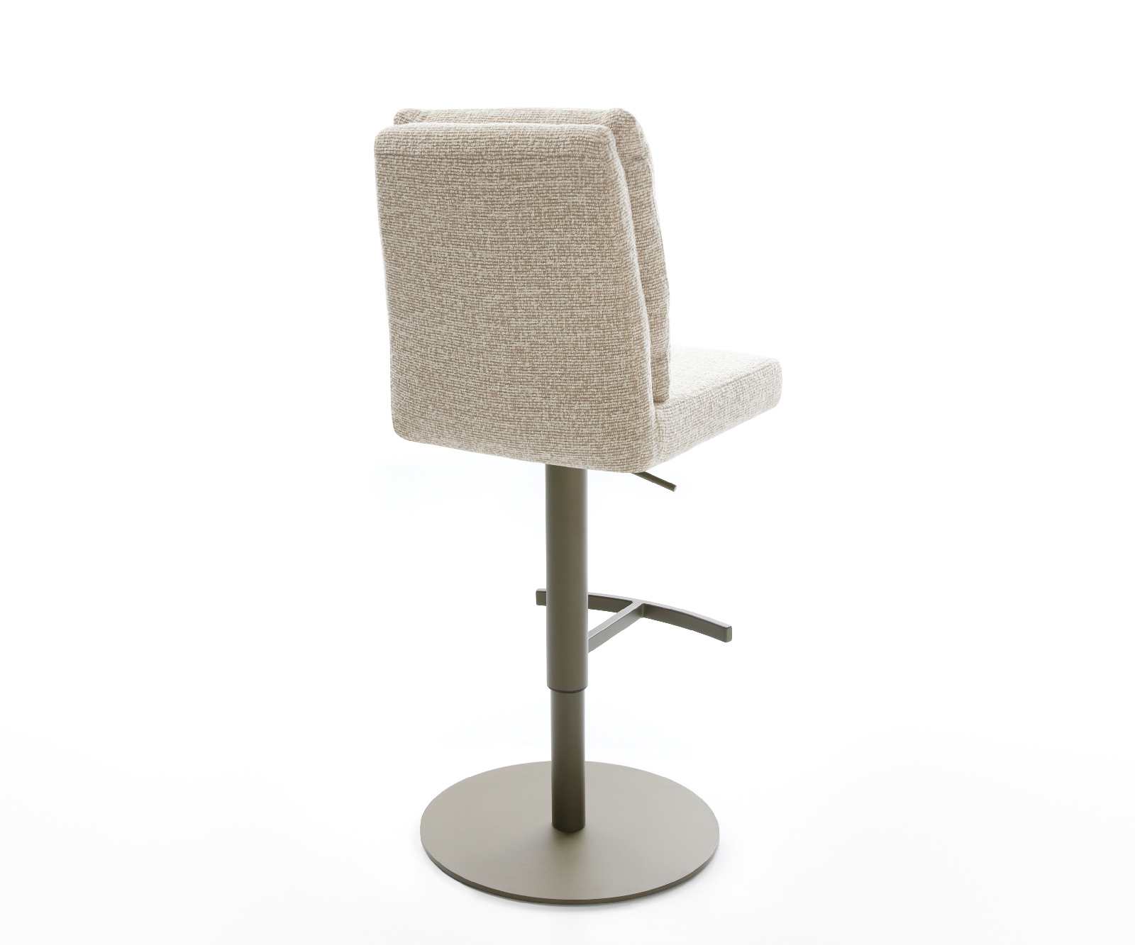 Barová židle Pela-Flex tkanina měkká béžová otočná podnož výškově nastavitelná kov titanová barva - Obrázek 5
