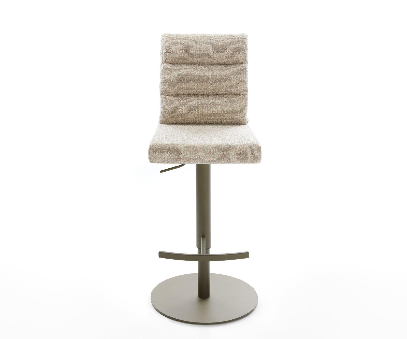 Barová židle Pela-Flex tkanina měkká béžová otočná podnož výškově nastavitelná kov titanová barva - Obrázek 2