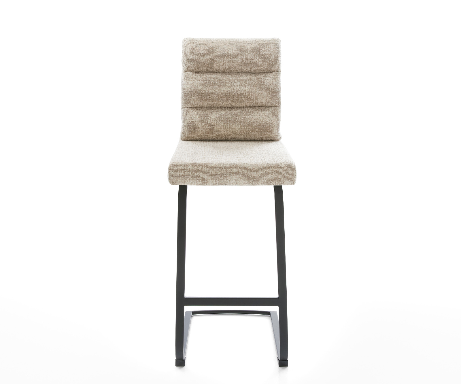 Barová židle Pela-Flex tkanina Měkký béžová konzolová podnož plochá kov černá - Obrázek 2