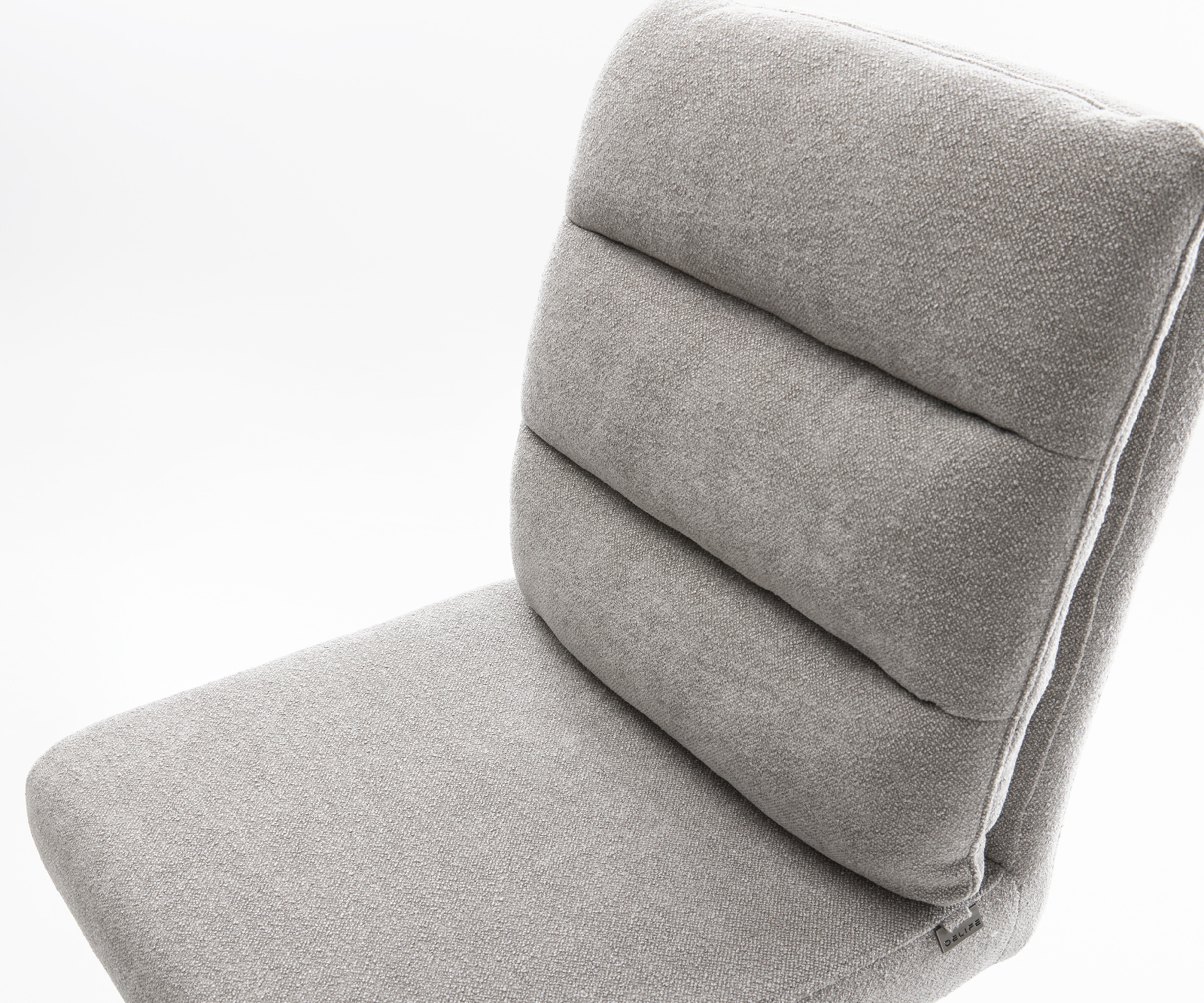 Barová židle Pela-Flex strukturovaná látka měkká šedá otočná podnož výškově nastavitelná kov bílá - Obrázek 4