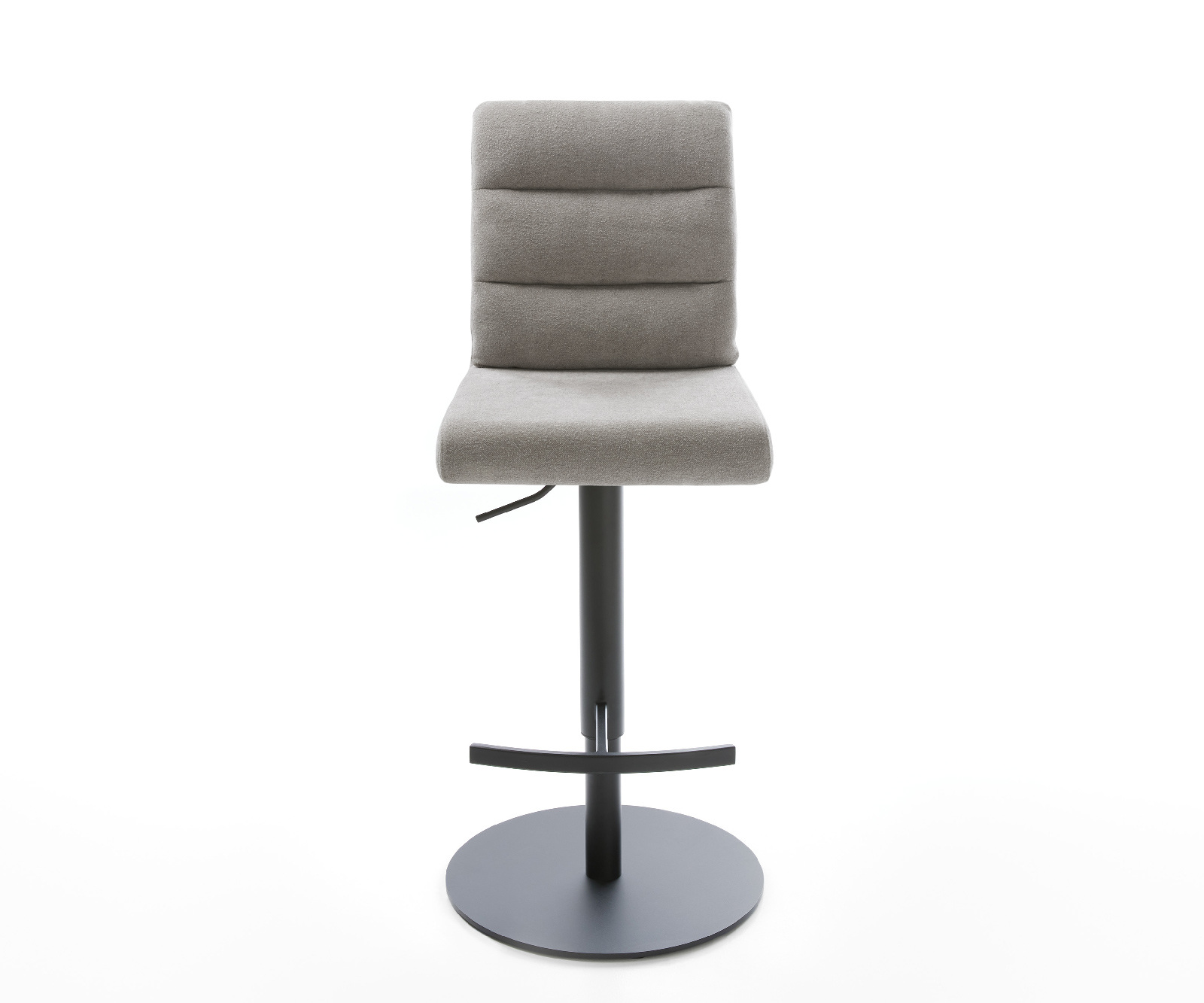 Barová židle Pela-Flex strukturovaná látka měkká šedá otočná podnož výškově nastavitelná kov černá - Obrázek 2