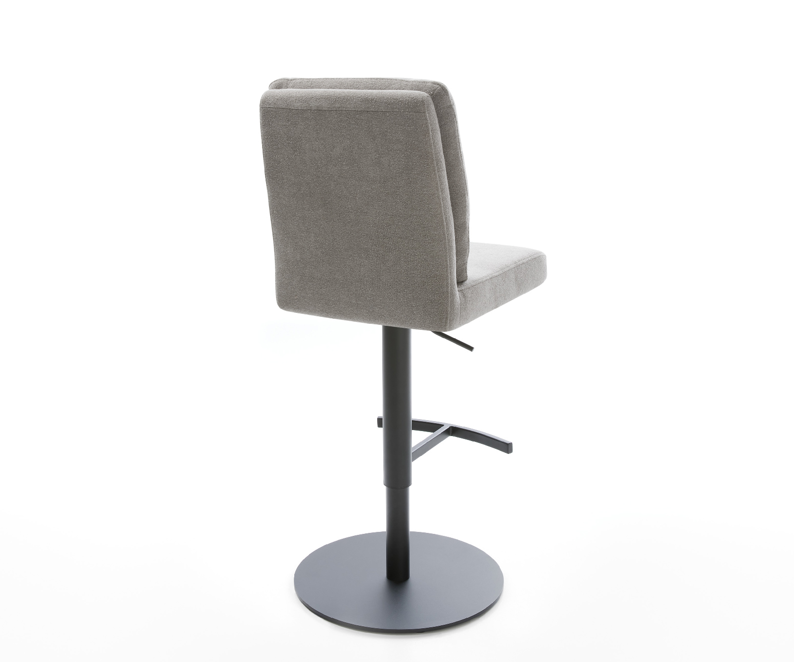 Barová židle Pela-Flex strukturovaná látka měkká šedá otočná podnož výškově nastavitelná kov černá - Obrázek 5