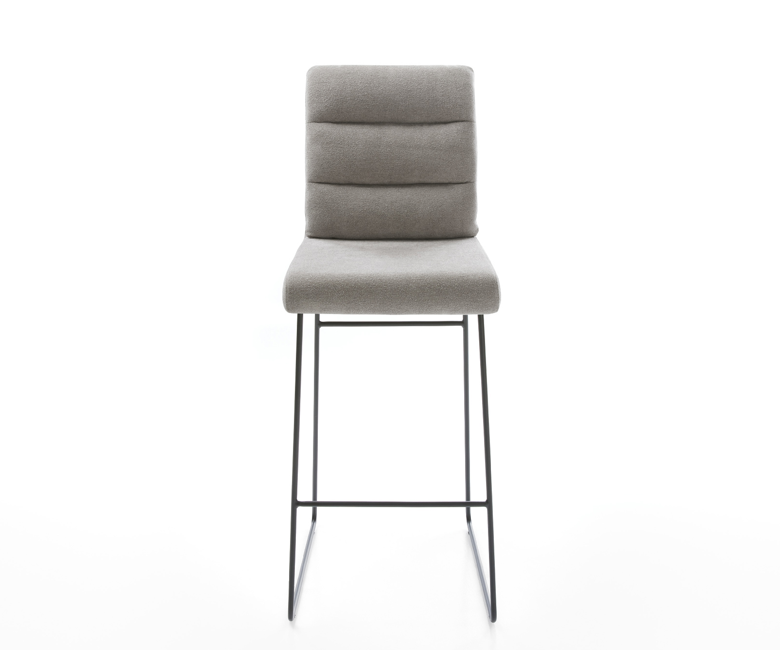 Barová židle Pela-Flex strukturovaná látka měkká šedá tenká kovová podnož černá - Obrázek 2