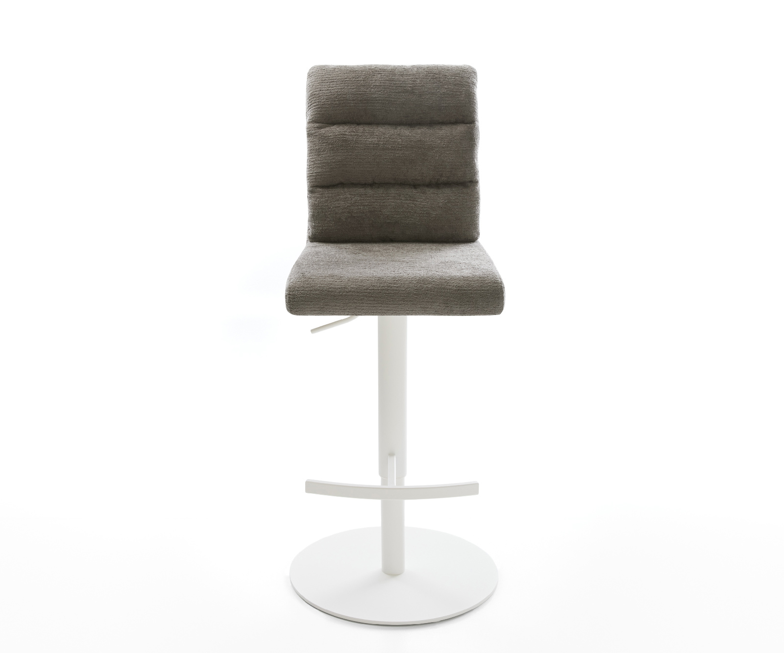 Barová židle Pela-Flex bouclé měkký tmavě béžová otočná podnož výškově nastavitelná kov bílá - Obrázek 2
