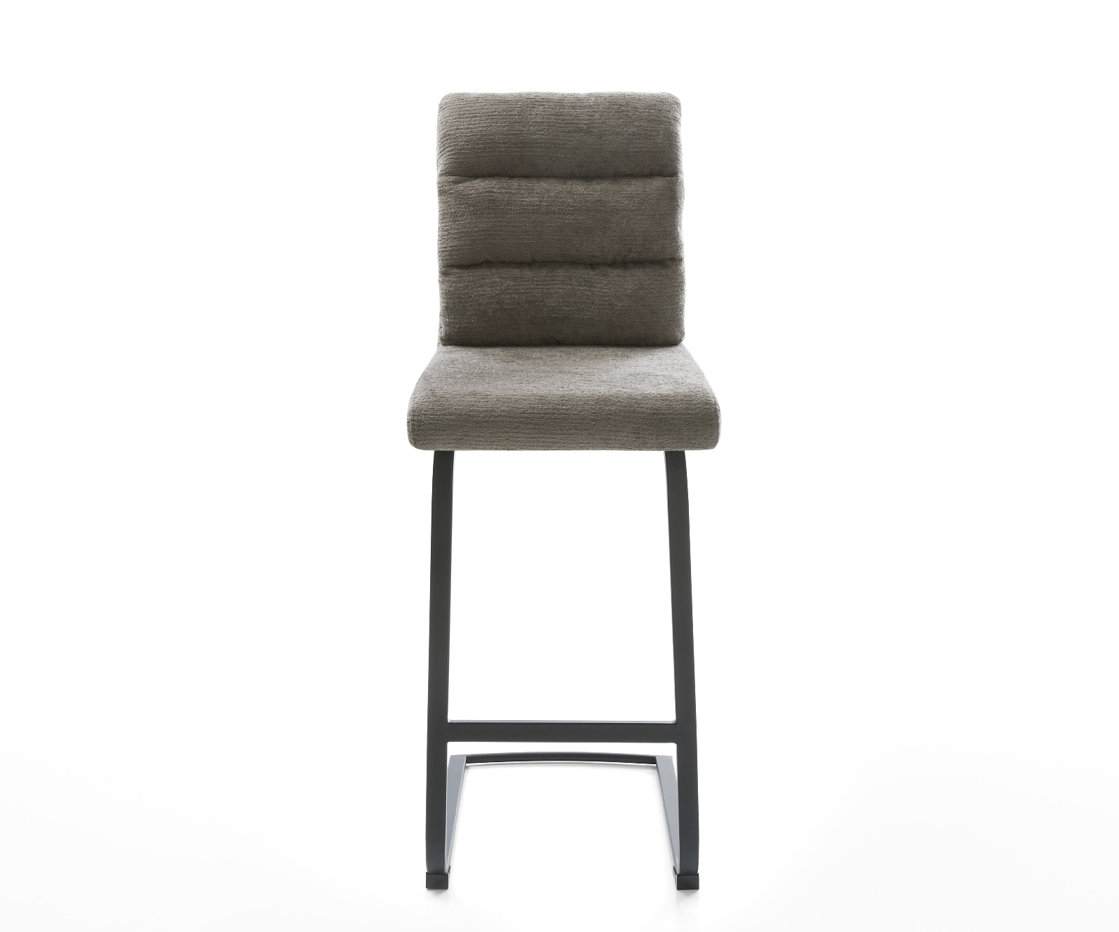 Barová židle Pela-Flex bouclé měkký tmavě béžová konzolová podnož plochá kov černá - Obrázek 2