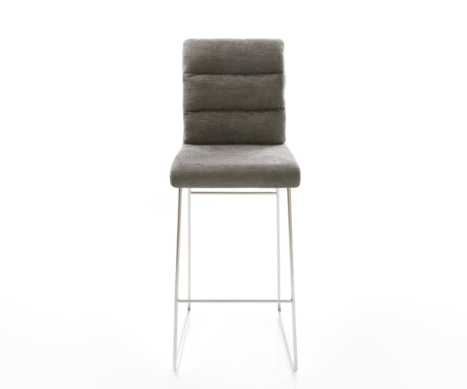 Barová židle Pela-Flex bouclé měkký tmavě béžová tenká podnož nerezová ocel stříbrná - Obrázek 2