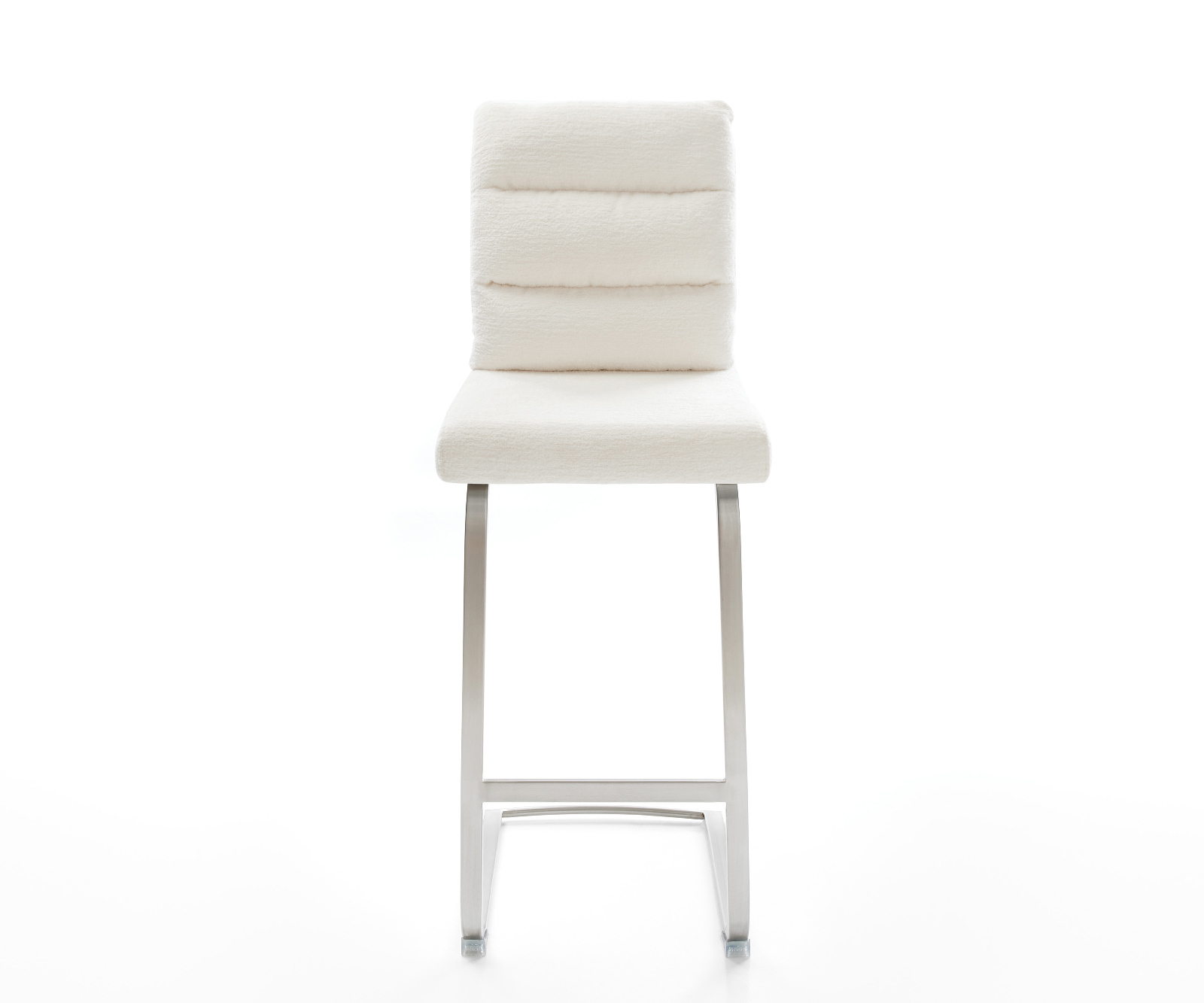 Barová židle Pela-Flex bouclé měkký béžová jídelní židle plochá nerezová ocel stříbrná - Obrázek 2
