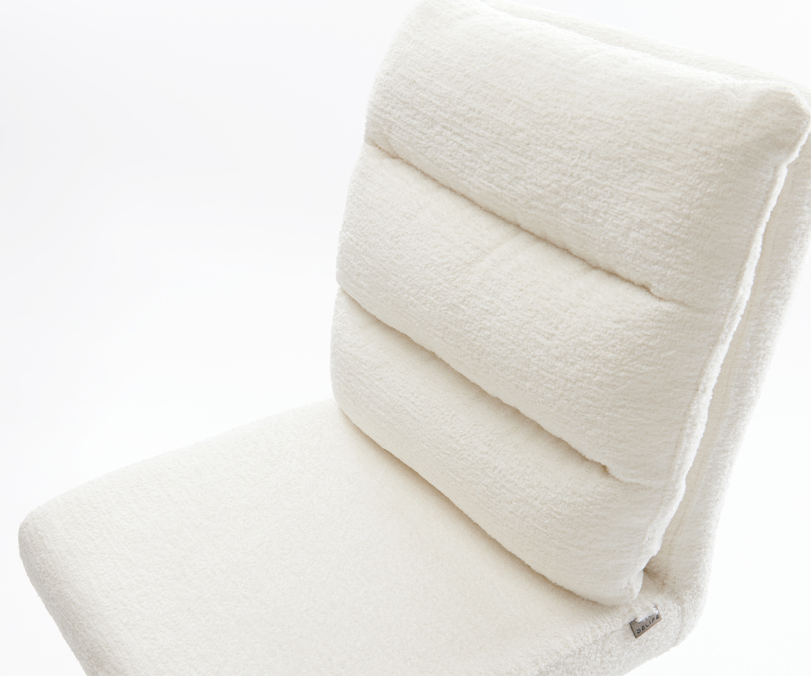 Barová židle Pela-Flex bouclé měkký béžová jídelní židle plochá nerezová ocel stříbrná - Obrázek 4