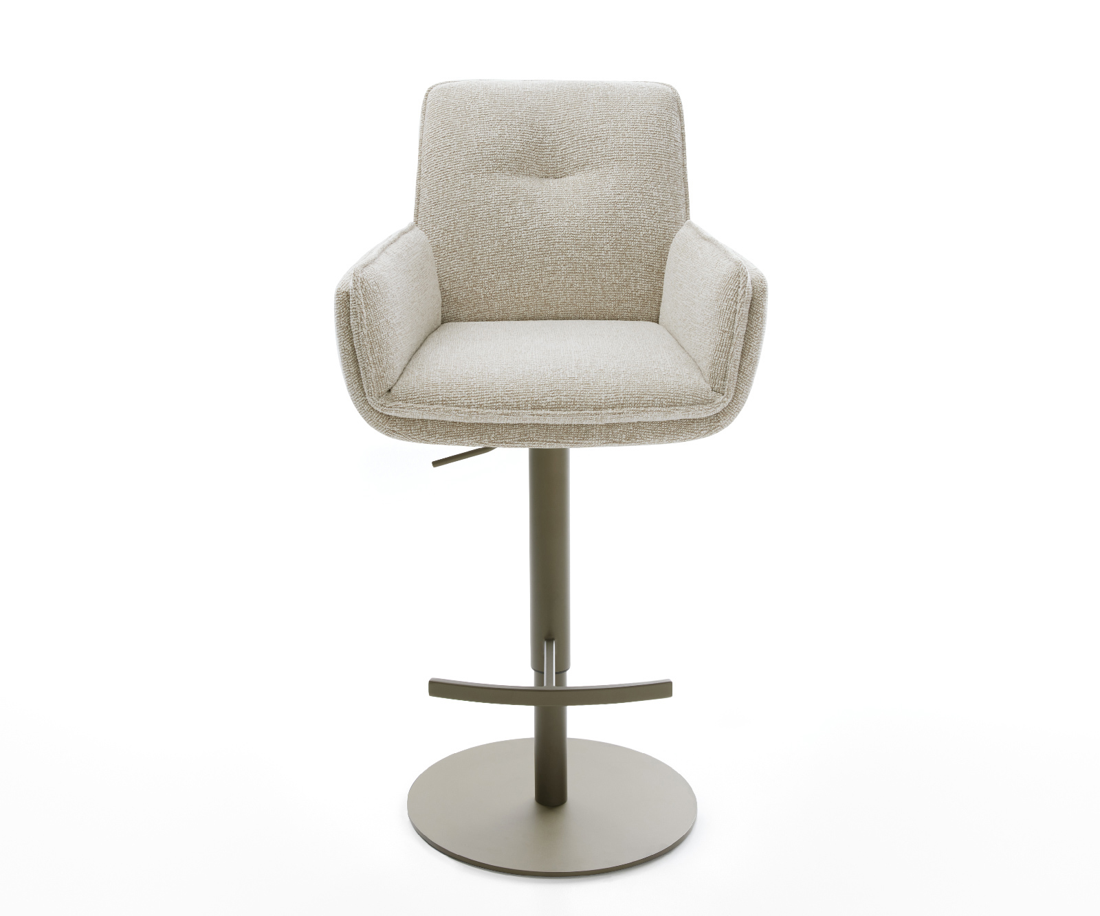 Barová židle Nela-Flex látka Měkký béžová otočná podnož výškově nastavitelná kov titanová barva - Obrázek 2