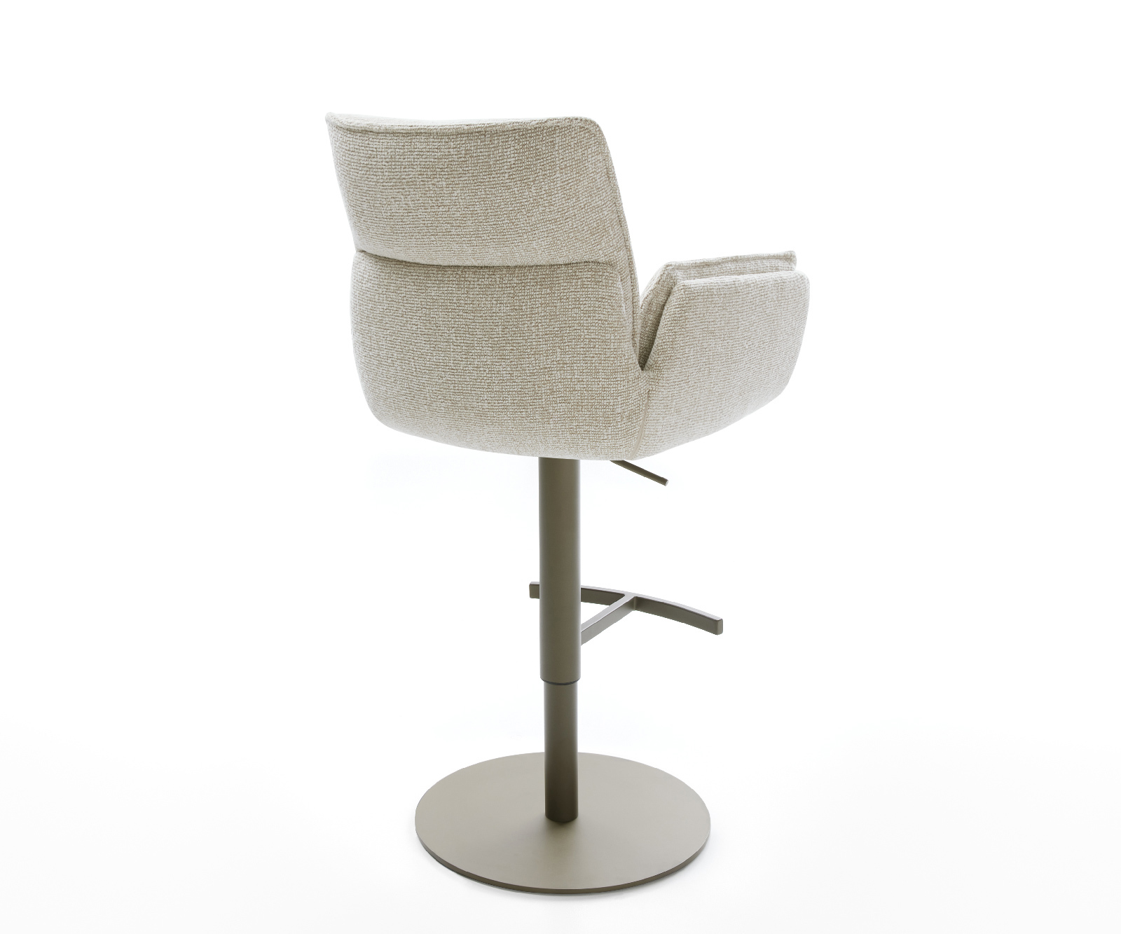 Barová židle Nela-Flex látka Měkký béžová otočná podnož výškově nastavitelná kov titanová barva - Obrázek 5