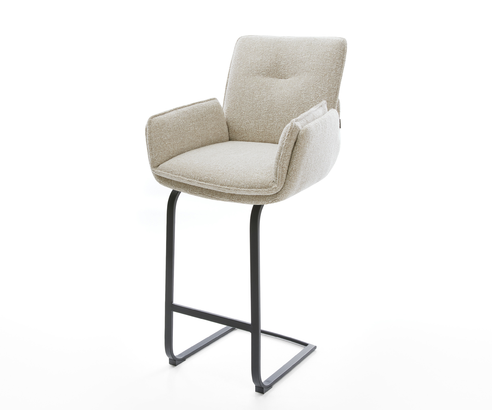 Barová židle Nela-Flex látka měkká béžová jídelní židle plochá kov černá