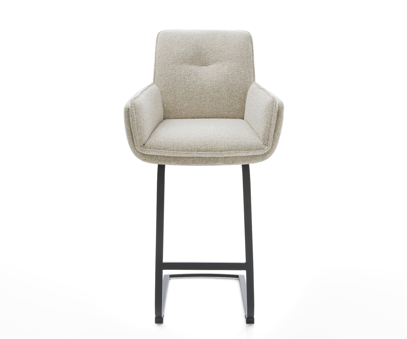 Barová židle Nela-Flex látka měkká béžová jídelní židle plochá kov černá - Obrázek 2