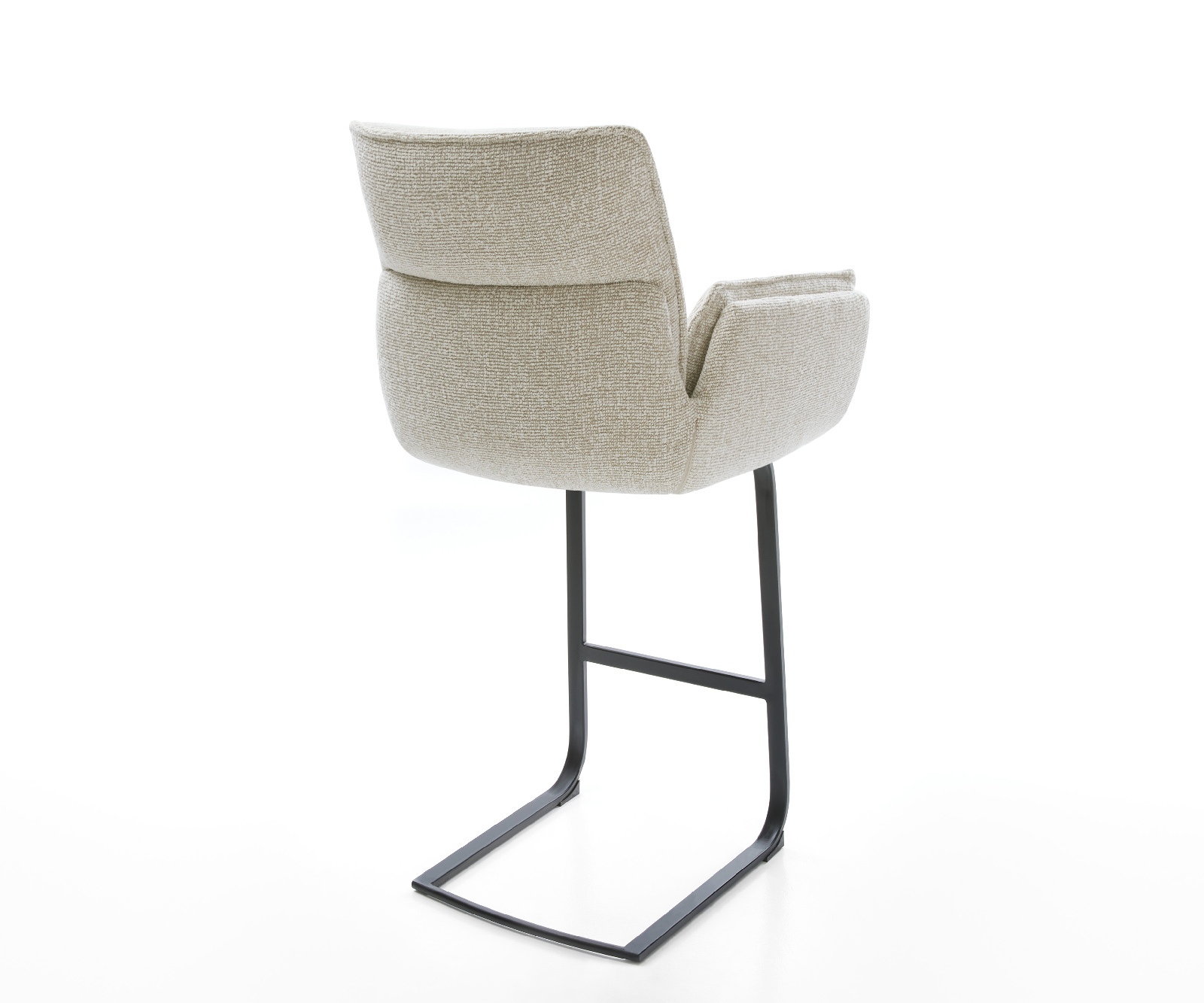 Barová židle Nela-Flex látka měkká béžová jídelní židle plochá kov černá - Obrázek 5