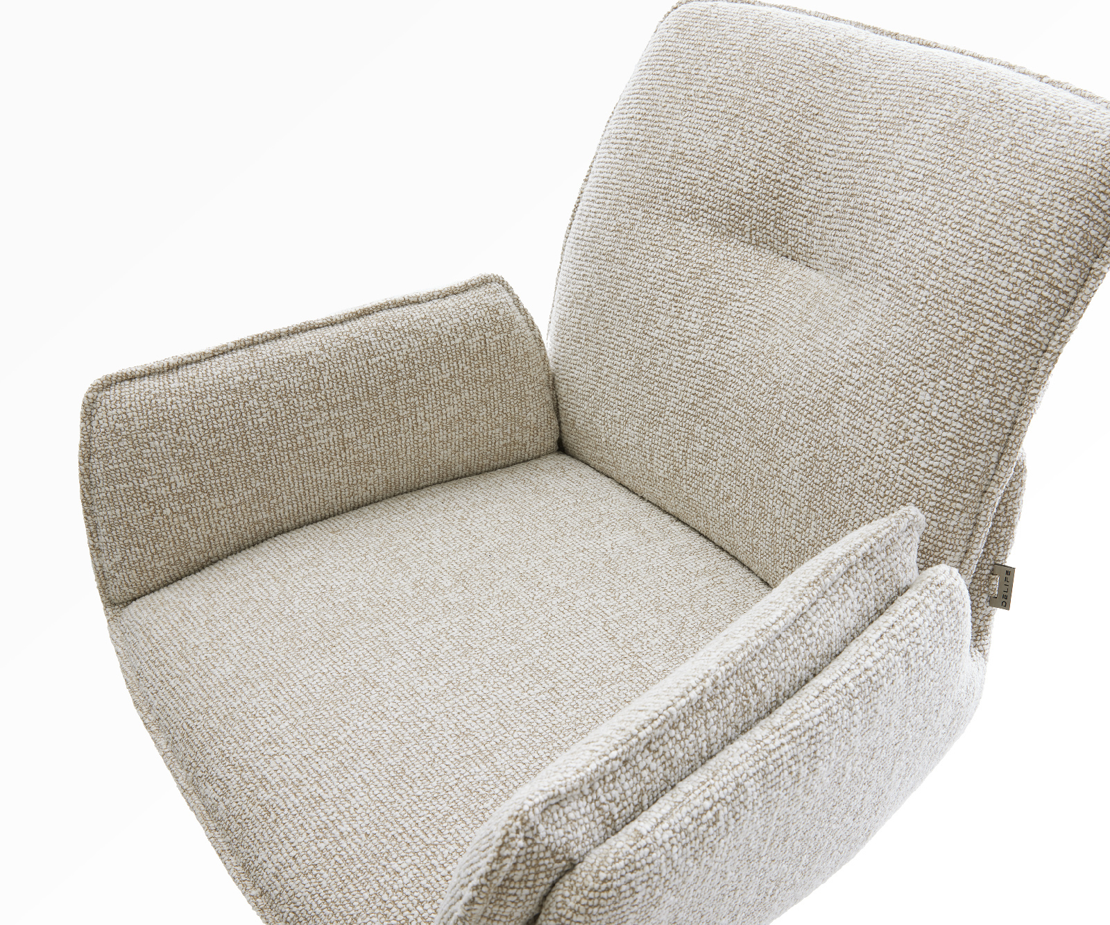 Barová židle Nela-Flex látka Měkký béžová jídelní židle plochý nerezová ocel stříbrná - Obrázek 4