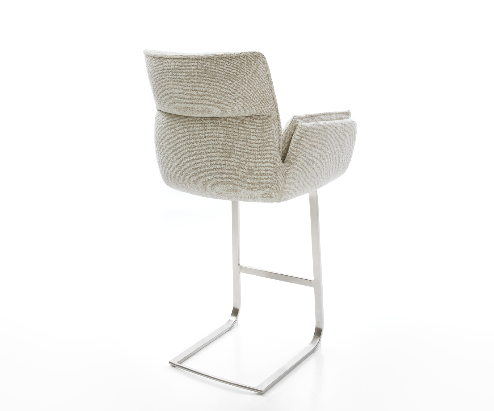 Barová židle Nela-Flex látka Měkký béžová jídelní židle plochý nerezová ocel stříbrná - Obrázek 5