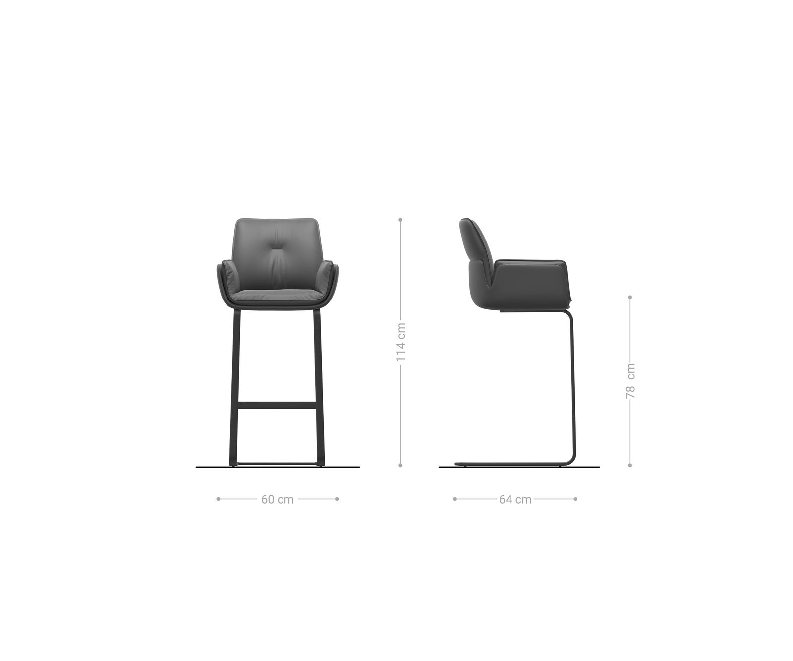 Barová židle Nela-Flex látka Měkký béžová jídelní židle plochý nerezová ocel stříbrná - Obrázek 6