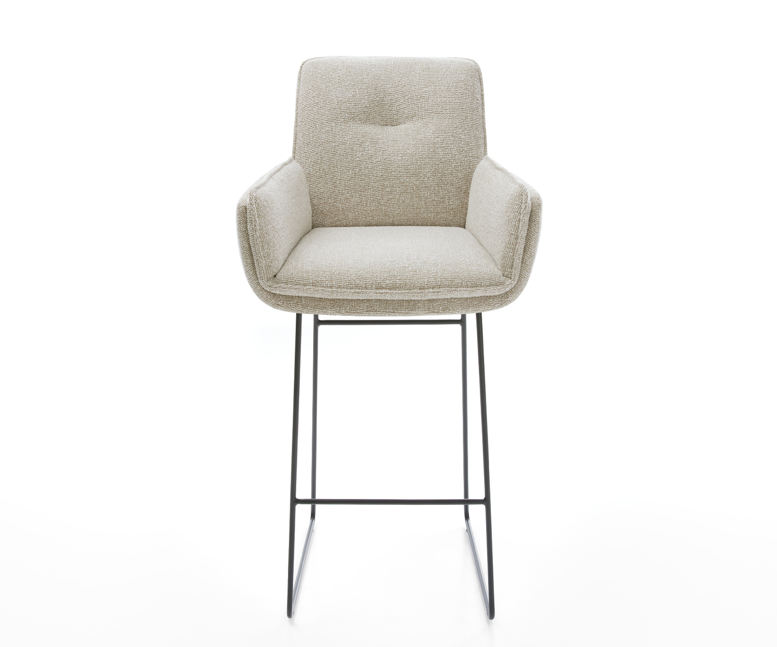 Barová židle Nela-Flex látka Měkký béžová tenká podnož kov černá - Obrázek 2