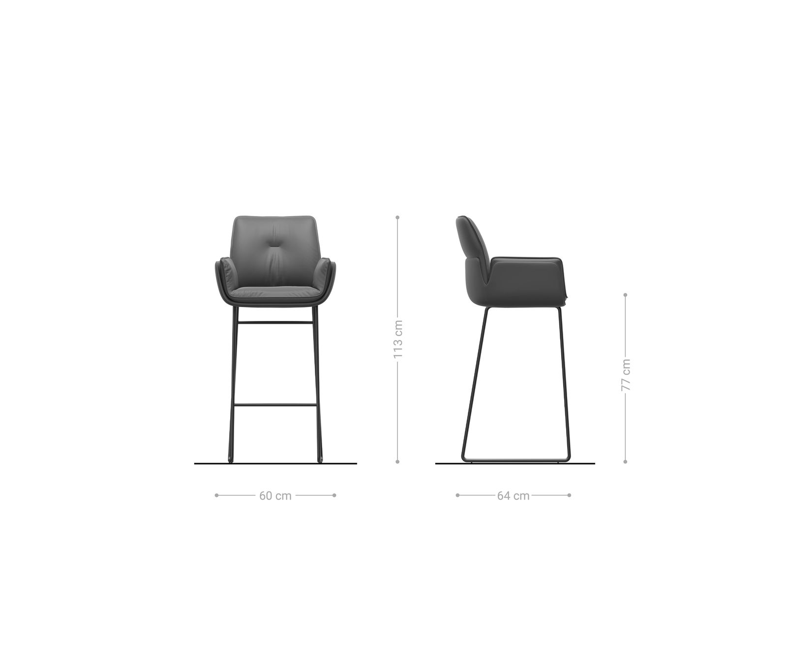 Barová židle Nela-Flex látka Měkký béžová tenká podnož kov černá - Obrázek 6