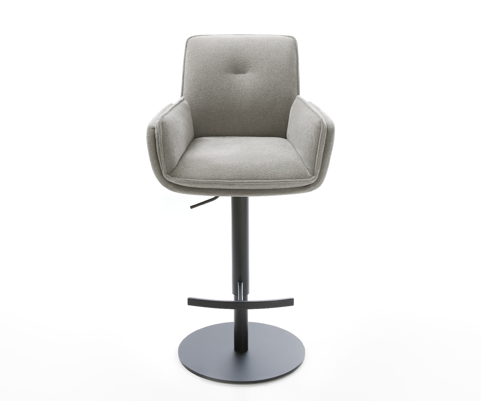 Barová židle Nela-Flex látka Měkký šedá otočná podnož výškově nastavitelná kov černá - Obrázek 2