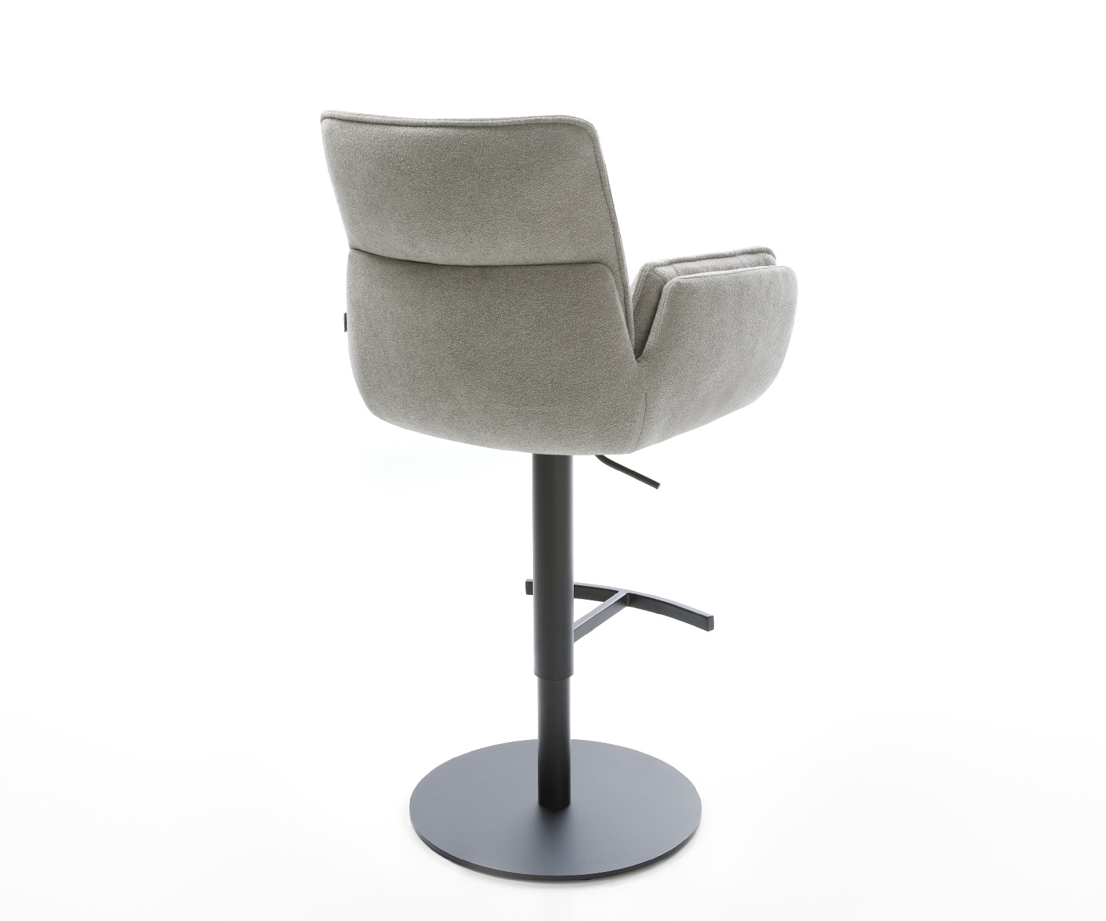 Barová židle Nela-Flex látka Měkký šedá otočná podnož výškově nastavitelná kov černá - Obrázek 5