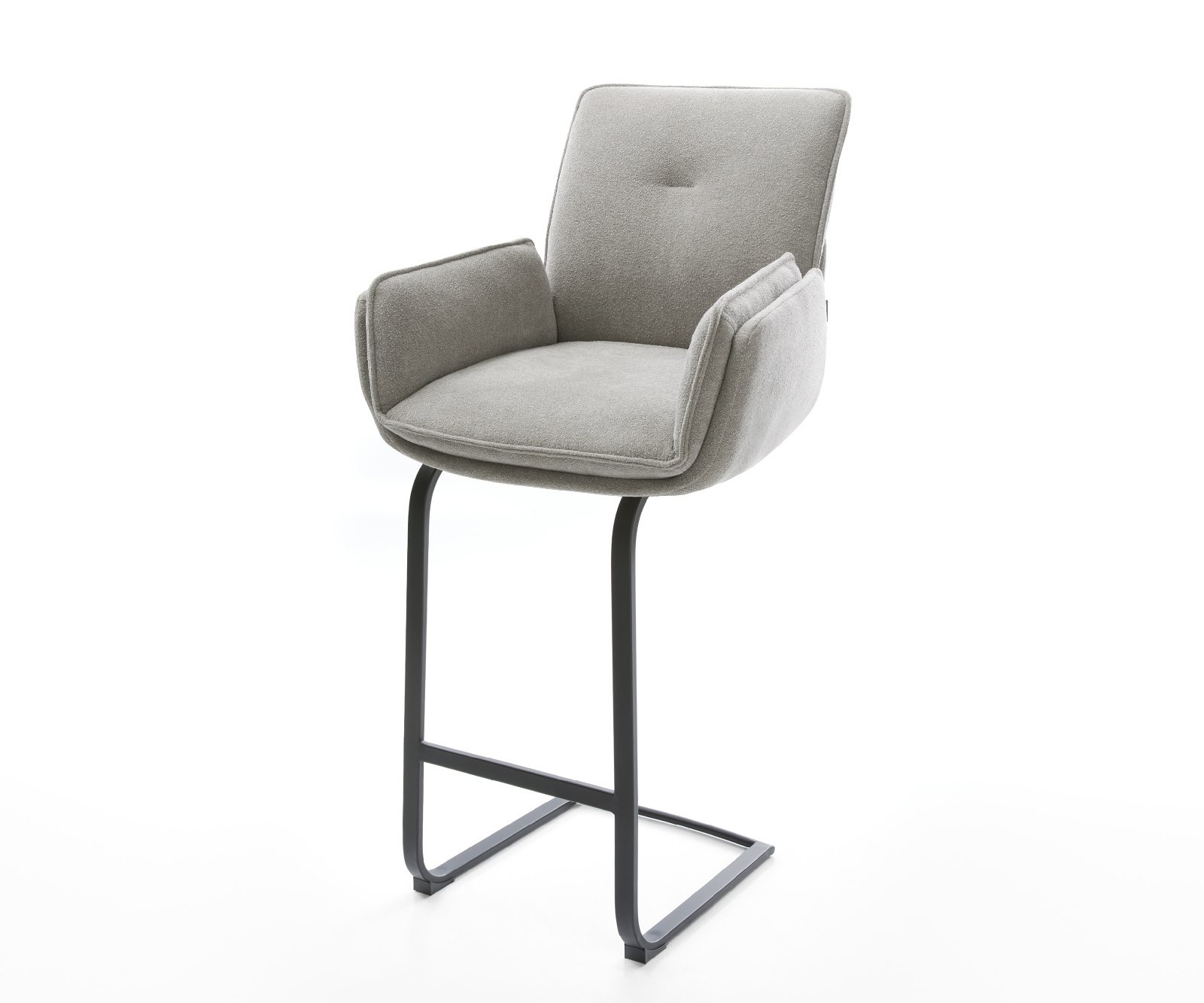 Barová židle Nela-Flex strukturovaná látka měkká šedá jídelní židle plochá kov černá