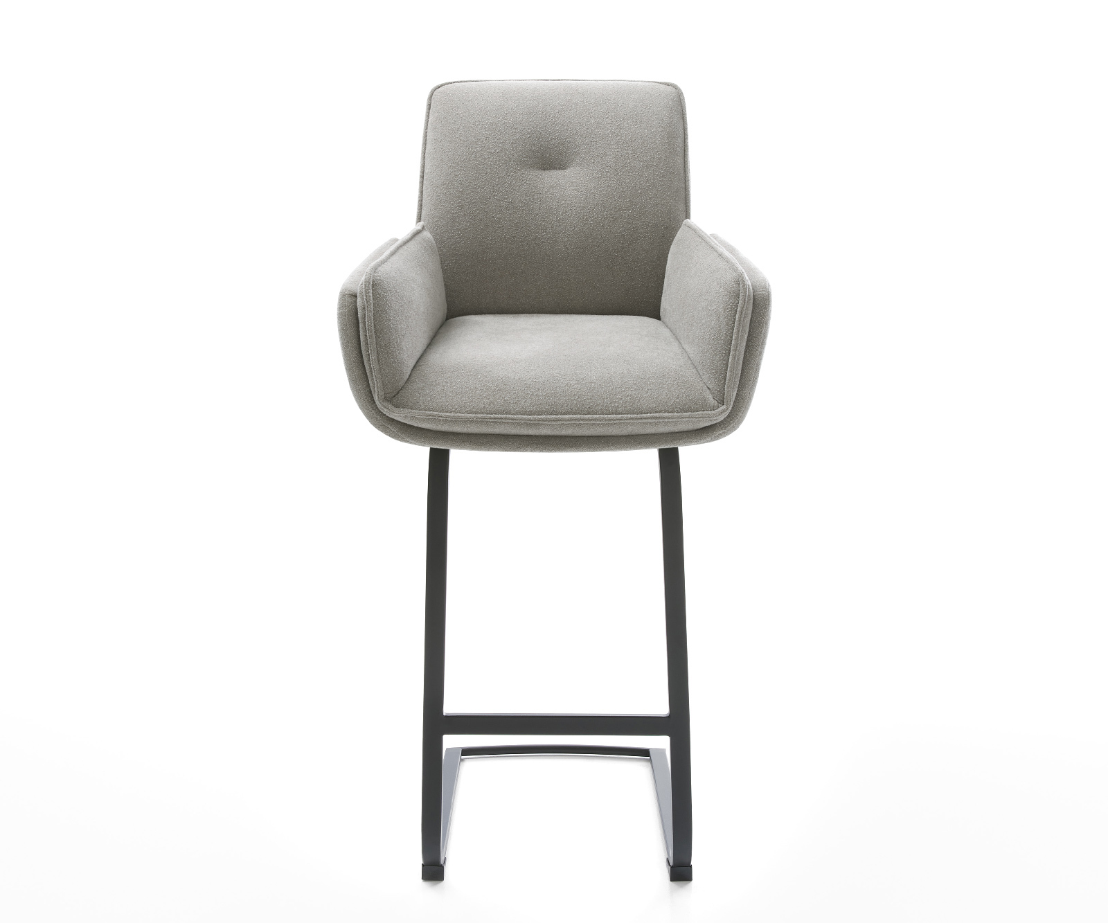 Barová židle Nela-Flex strukturovaná látka měkká šedá jídelní židle plochá kov černá - Obrázek 2