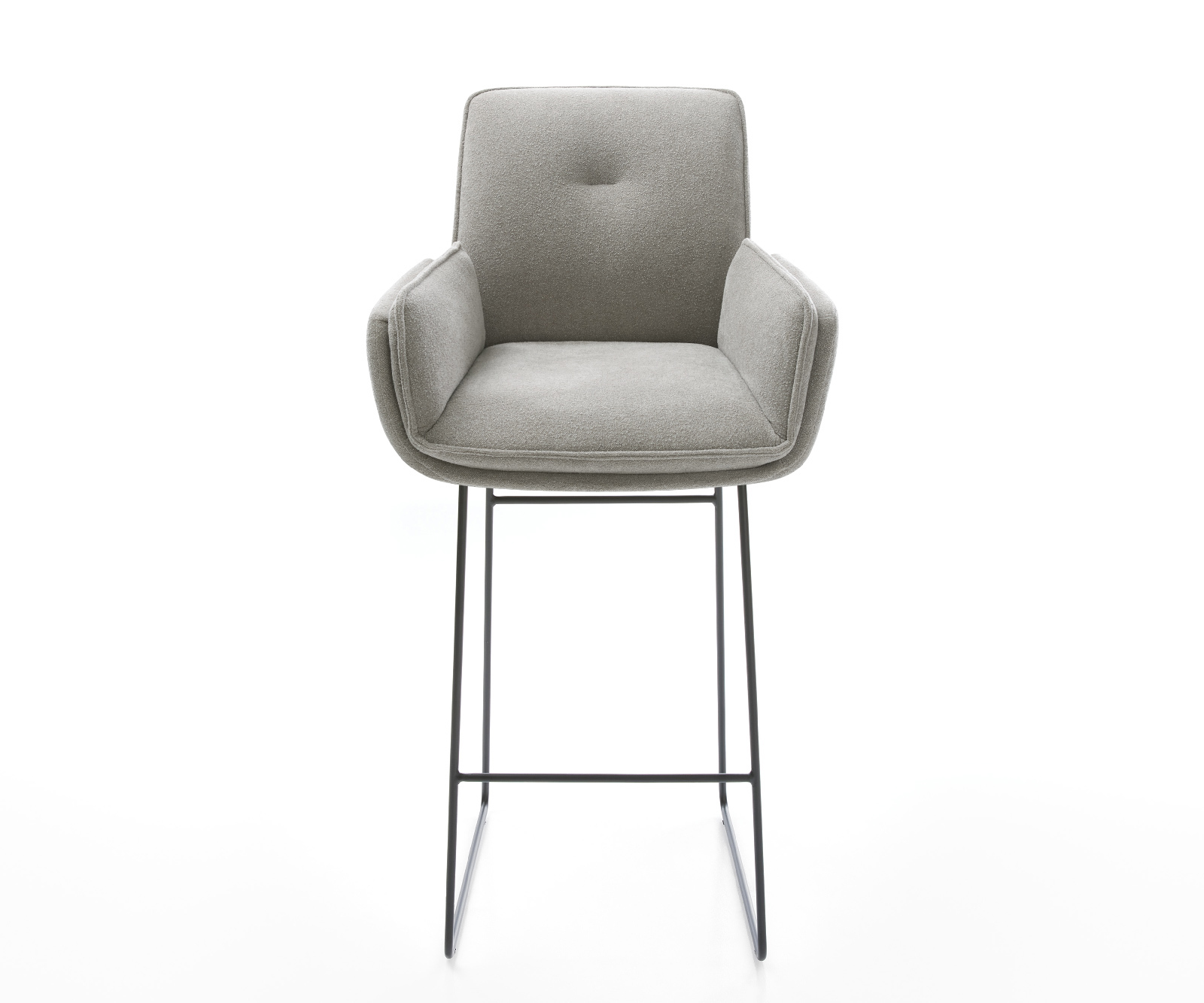 Barová židle Nela-Flex strukturovaná látka měkká šedá tenká kovová podnož černá - Obrázek 2