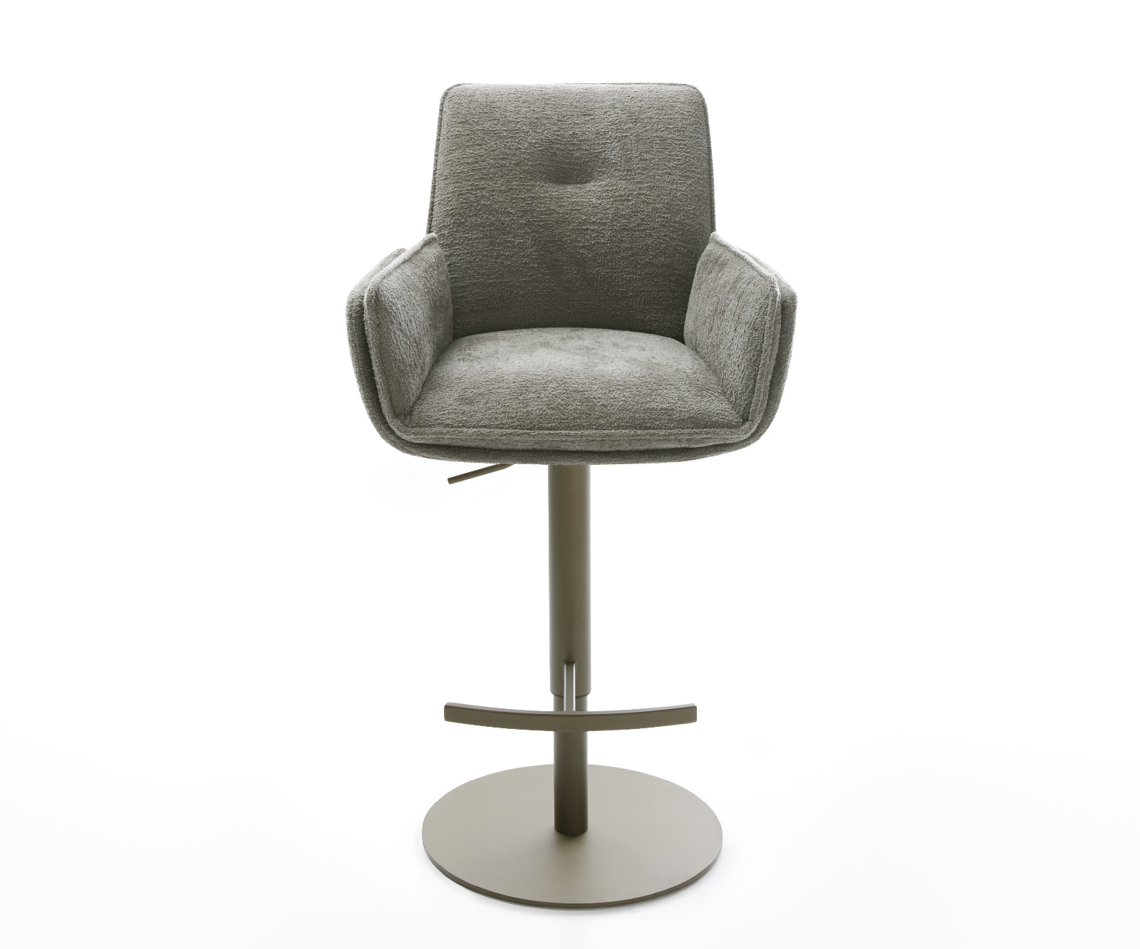 Barová židle Nela-Flex bouclé měkký tmavě béžová otočná podnož výškově nastavitelná kov titanová - Obrázek 2